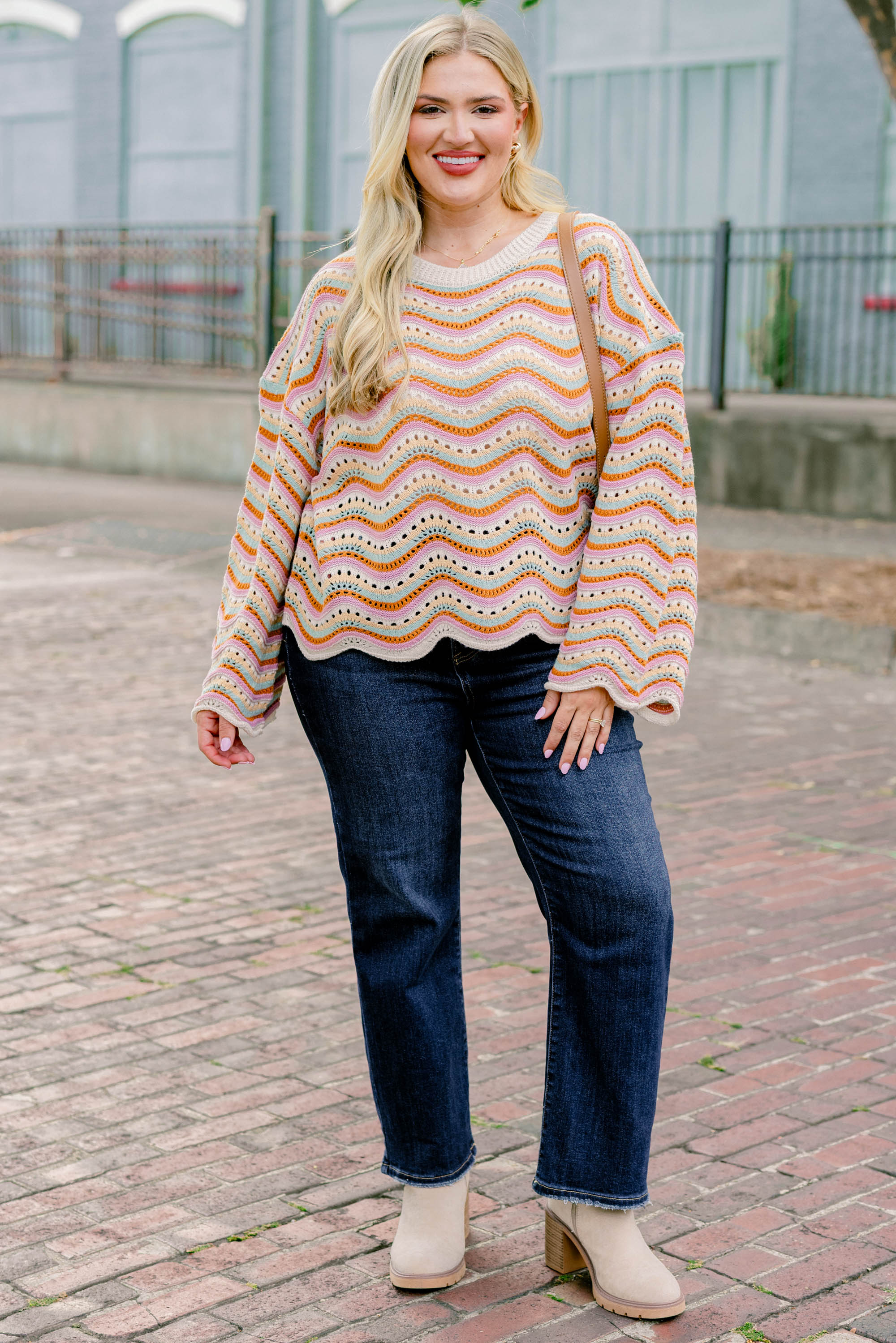 Wavy Comfort Sweater, Cream Multi - Giverhouse