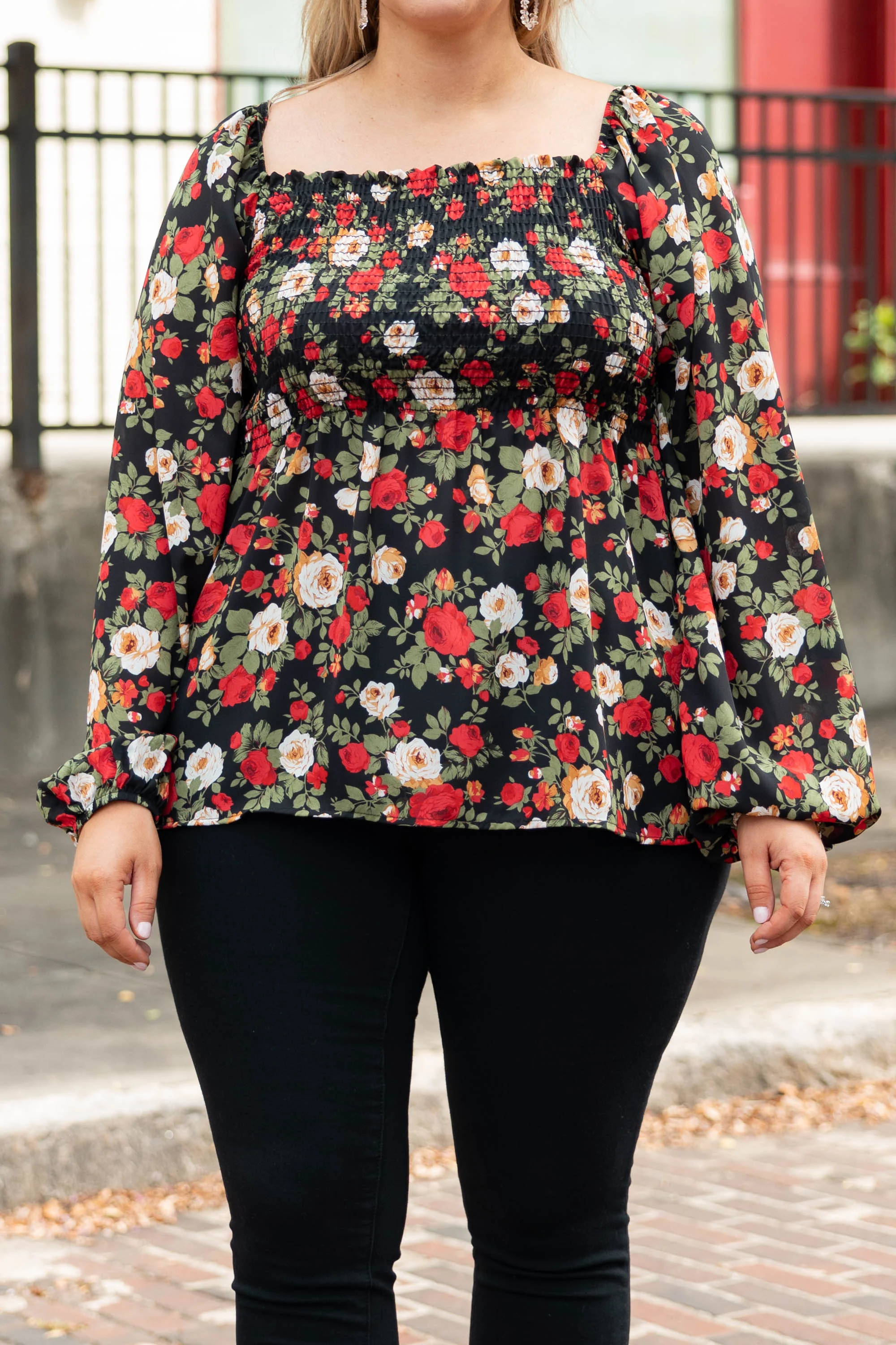 Busy Night Out Blouse, Red-Mustard - Giverhouse