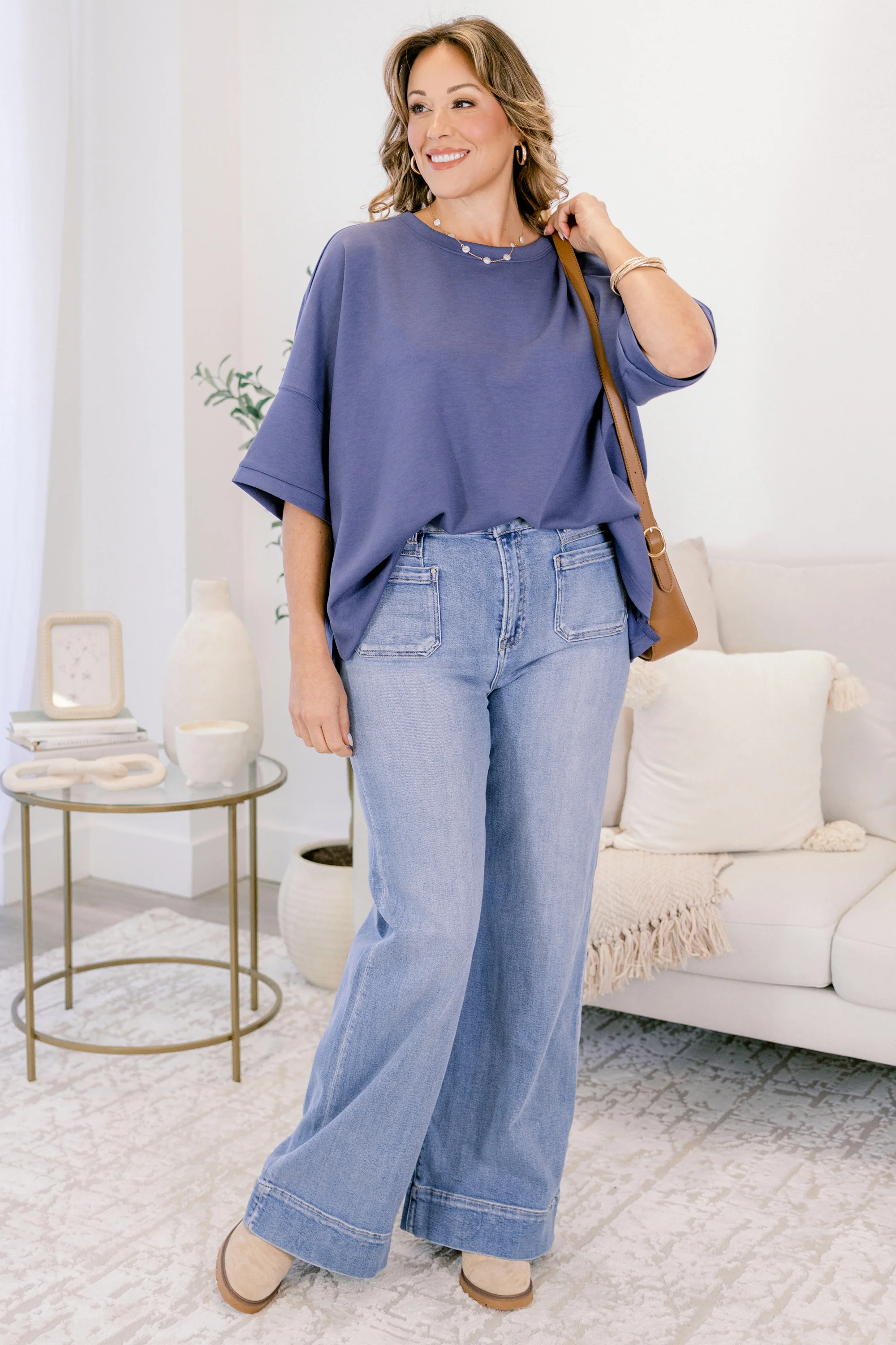 Comfortable Charm Top, Blue Indigo - Giverhouse