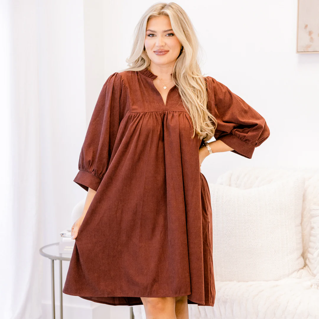 Can't Be Held Down Dress, Burgundy Corduroy - Giverhouse