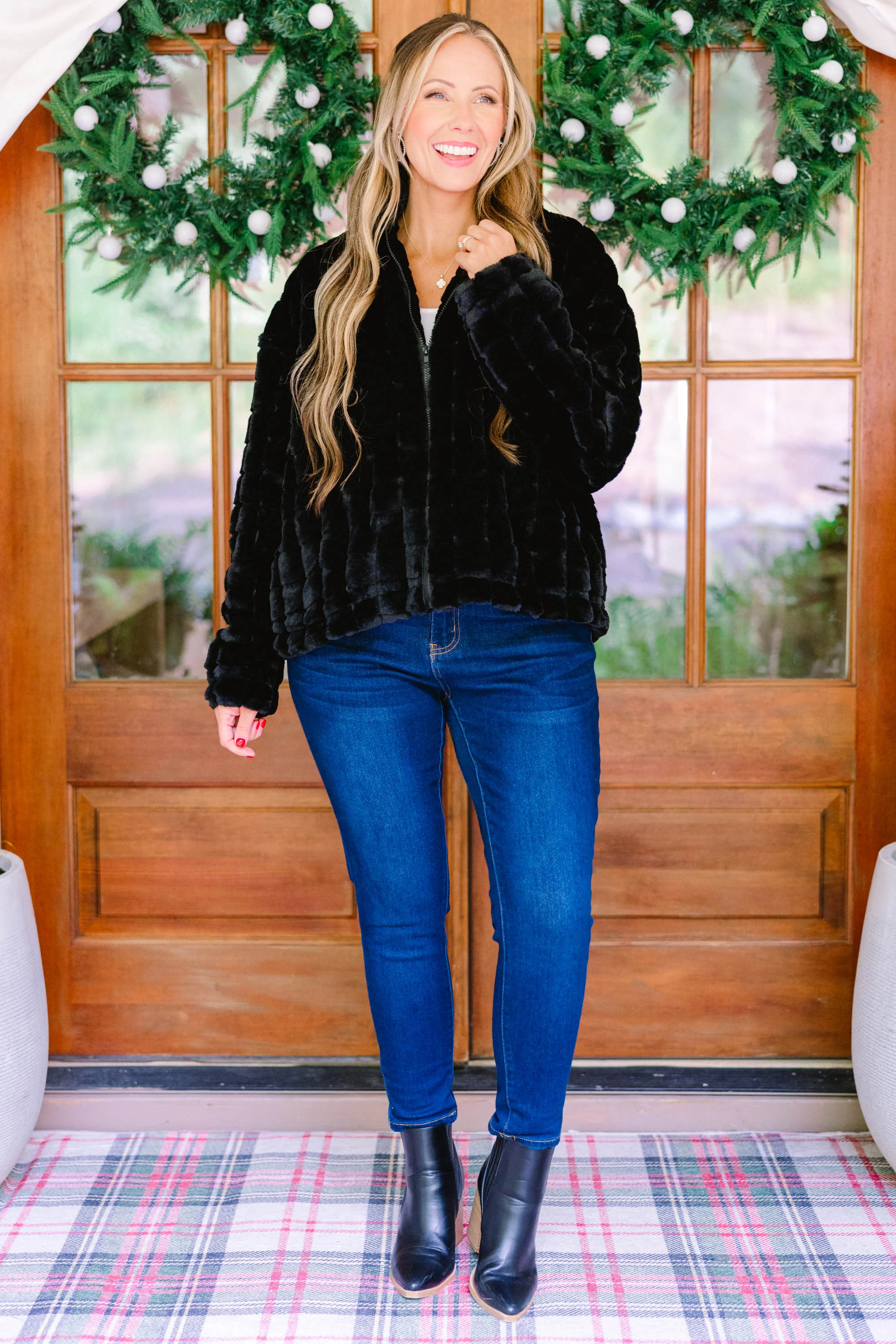 Carmen Faux Fur Jacket, Black - Giverhouse