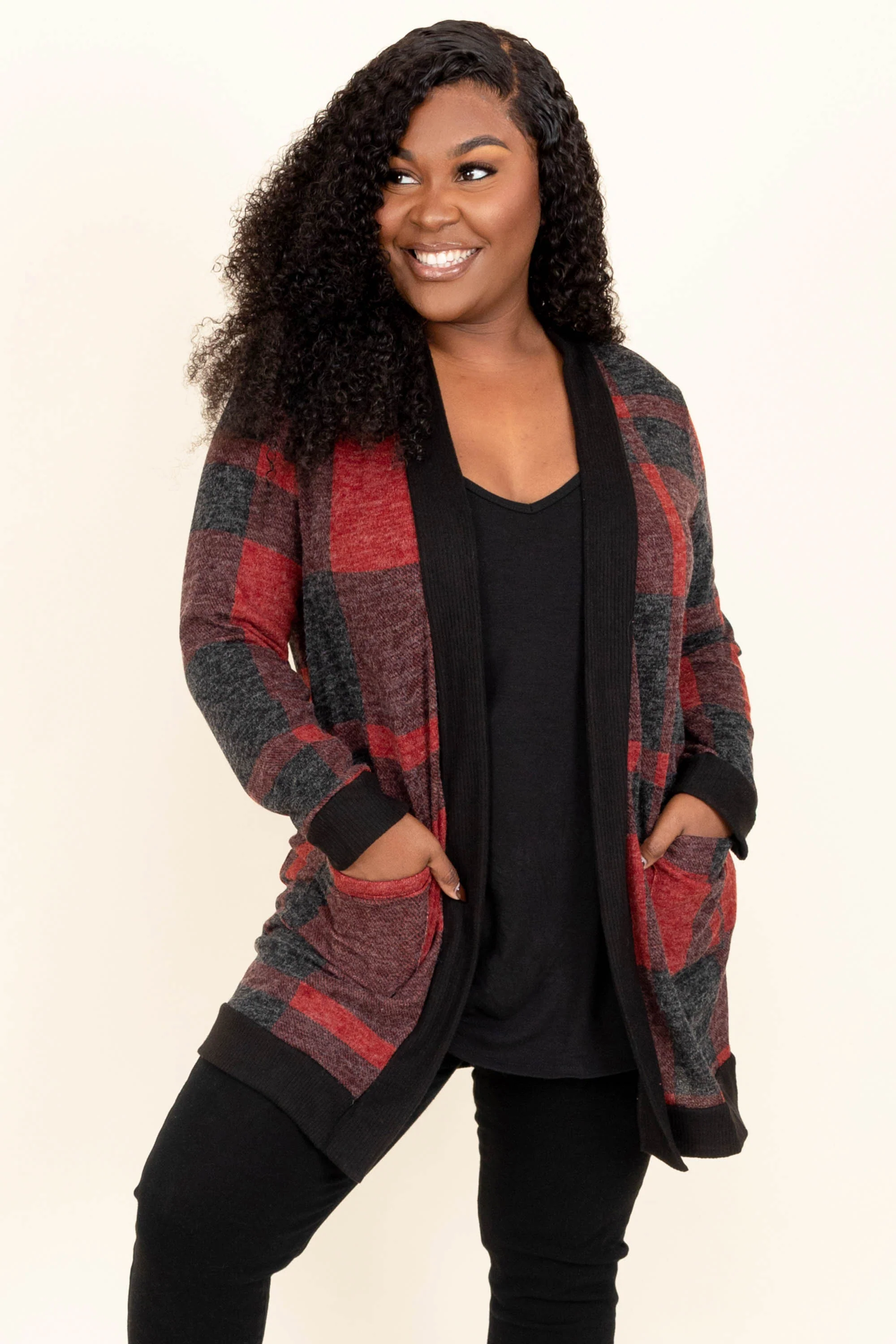 Warm By The Fireplace Cardigan, Red - Giverhouse