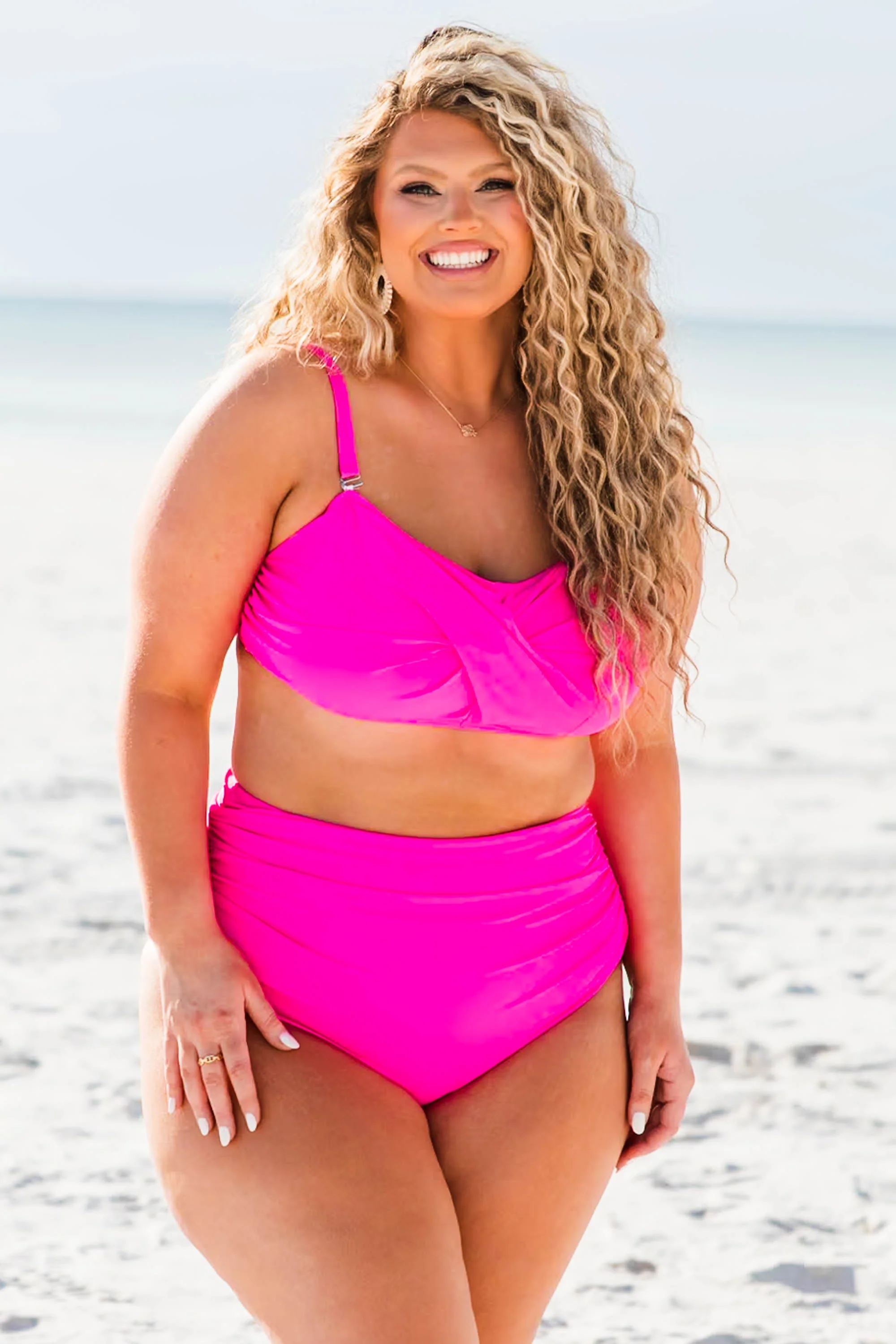 Proceed Into Paradise Swim Top, Neon Pink - Giverhouse