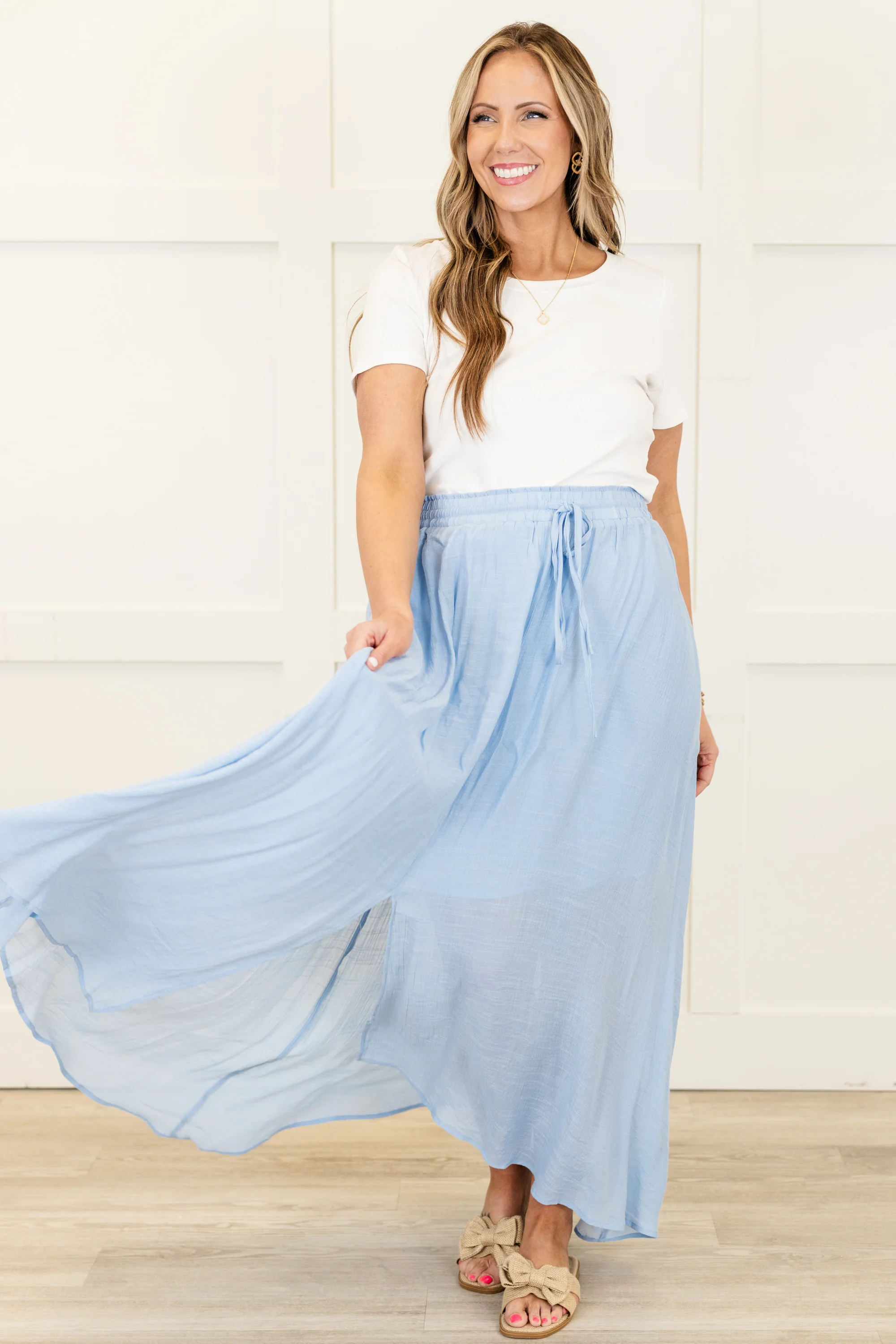 The Break Is Over Skirt, Misty Blue - Giverhouse