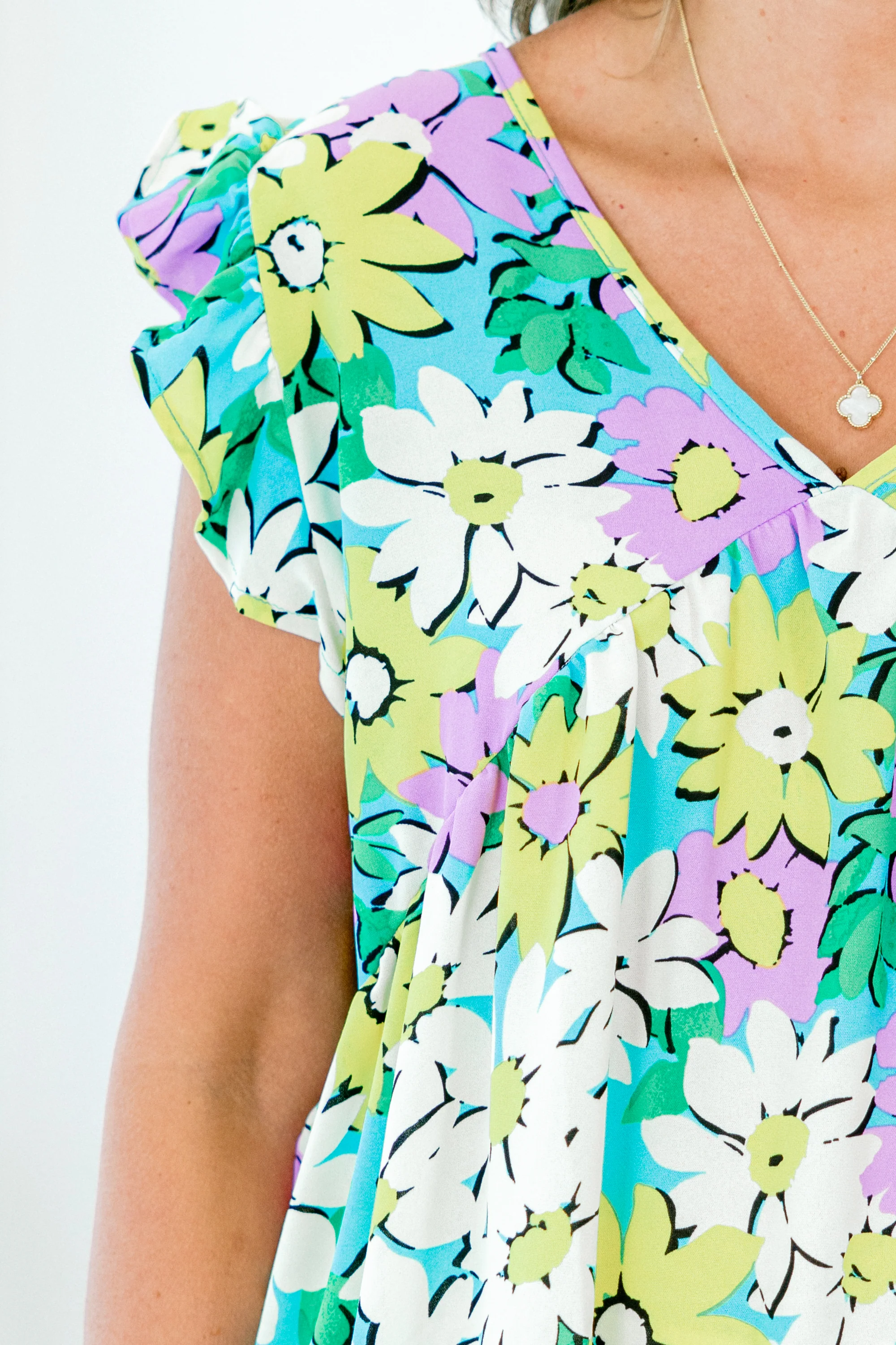 Breathing Easy Babydoll Top, Mint Multi - Giverhouse