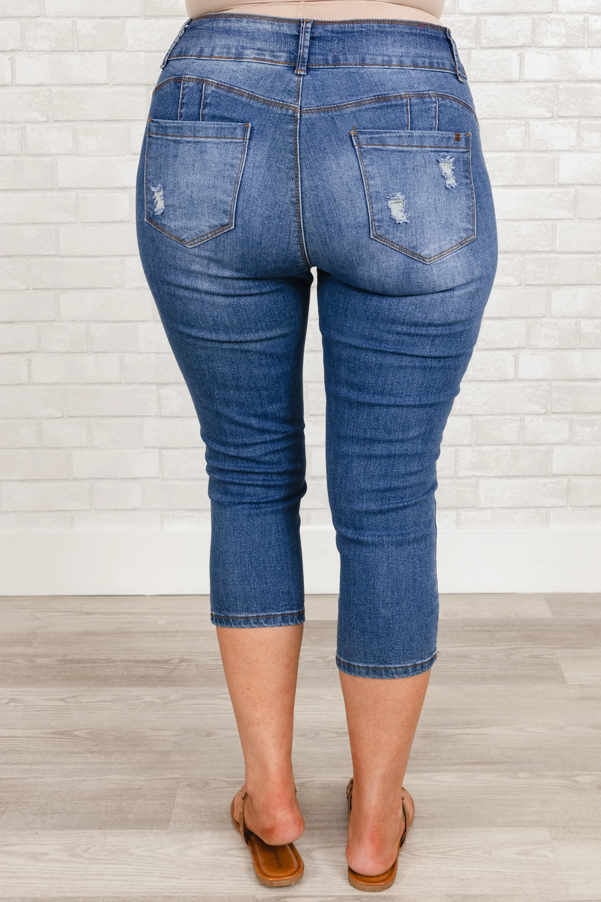 Been Here all Day Capris, Mid Blue - Giverhouse