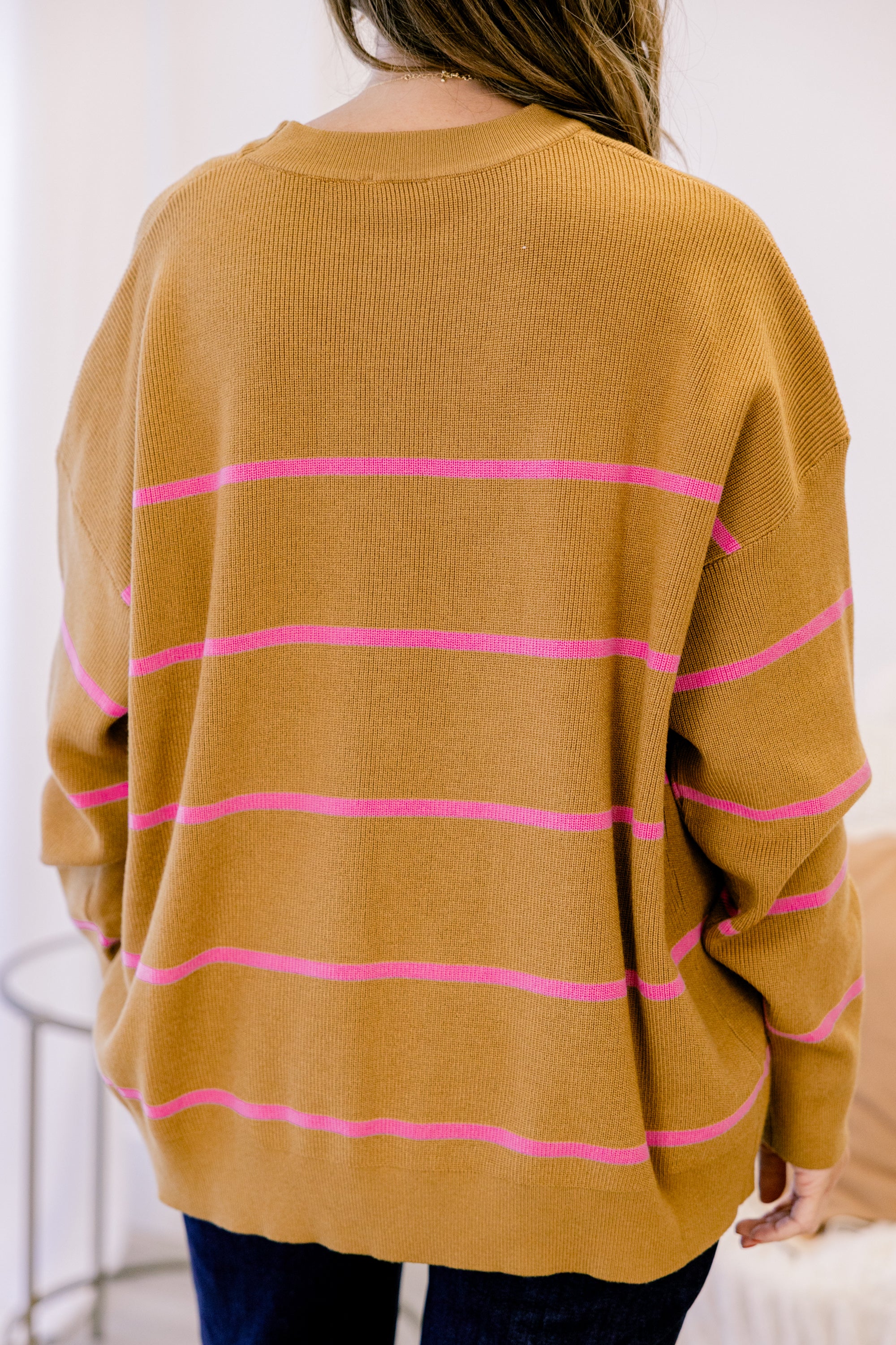 Lux Stripe Sweater, Brown-Pink - Giverhouse