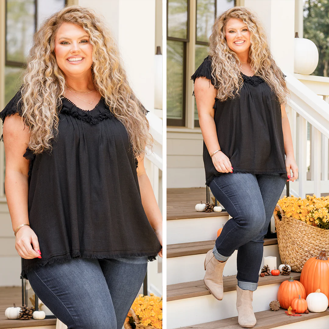 Dreaming Of A Fringe Moment Top, Black - Giverhouse