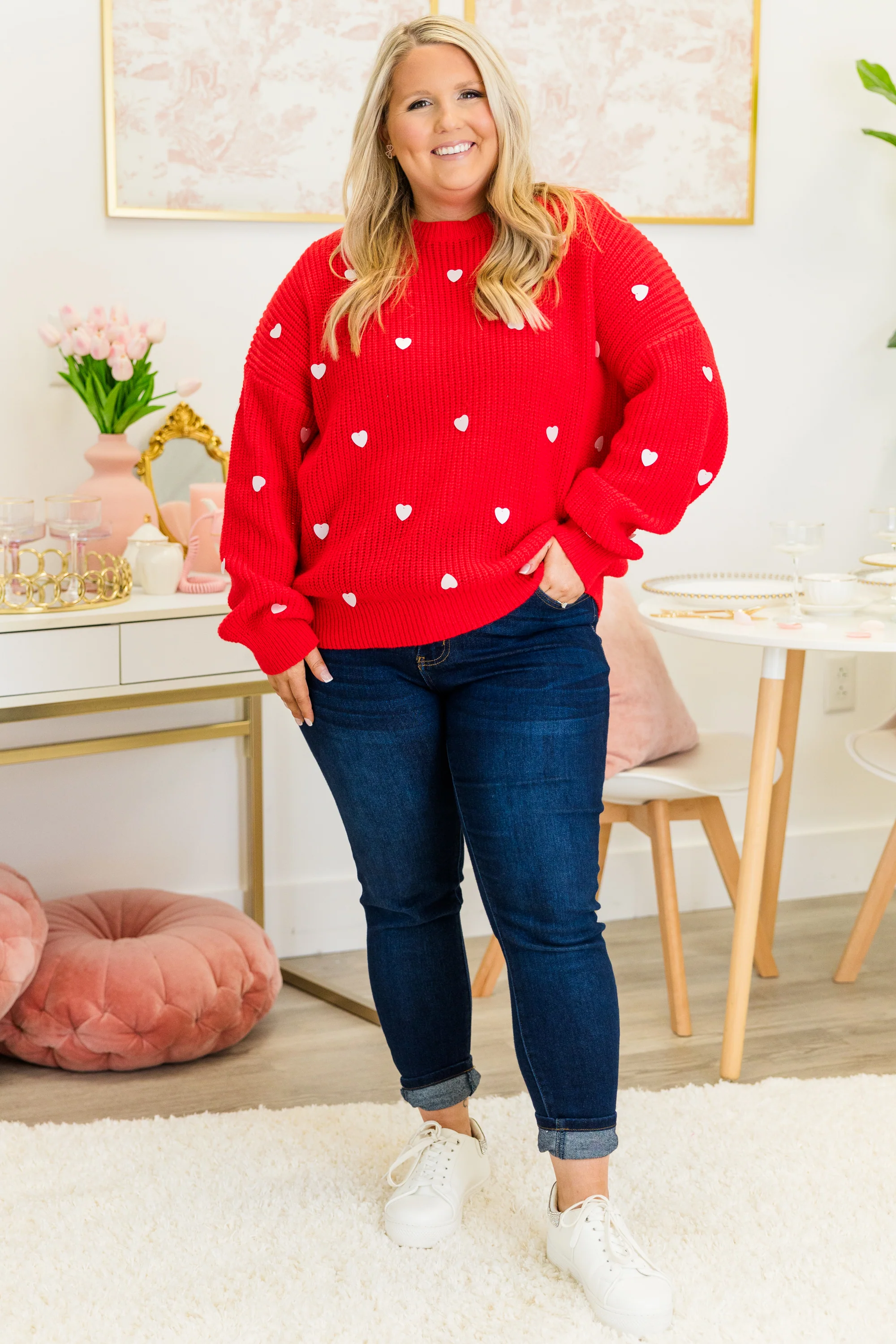 Heartbeat Tempo Sweater, Red - Giverhouse