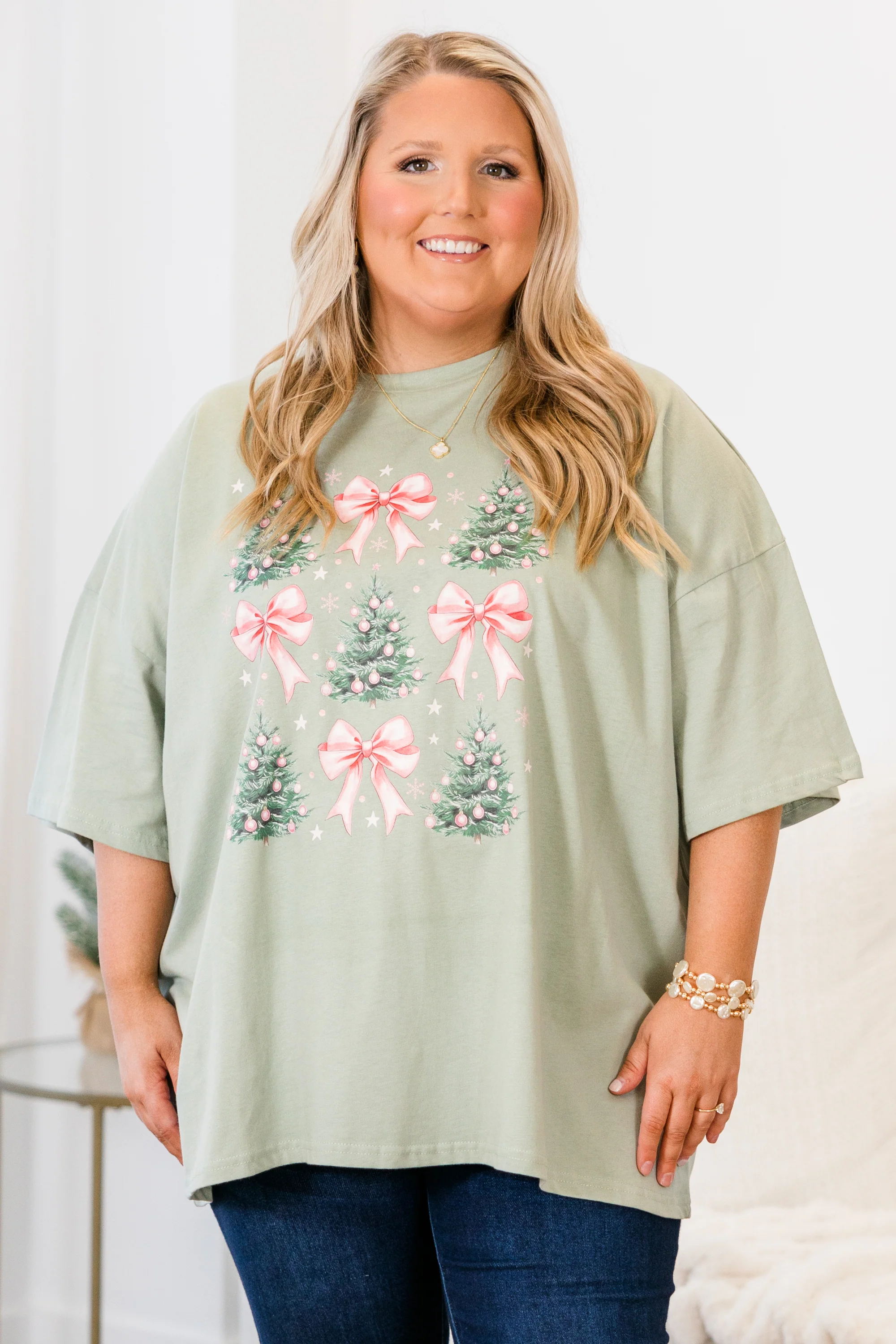 A Little Bit Girly Boyfriend Tee, Light Sage - Giverhouse