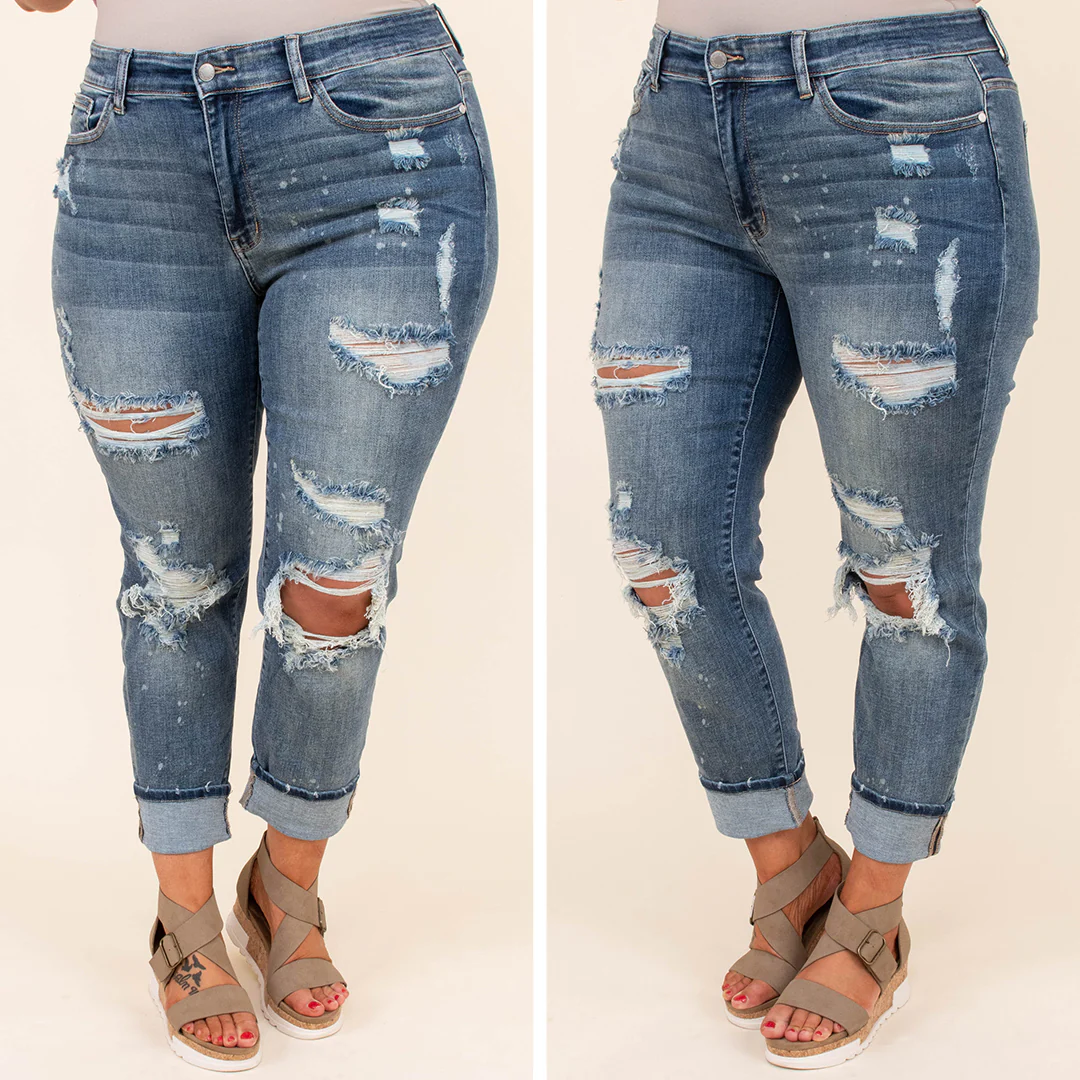 Yes To Distress Jeans, Dark Wash - Giverhouse