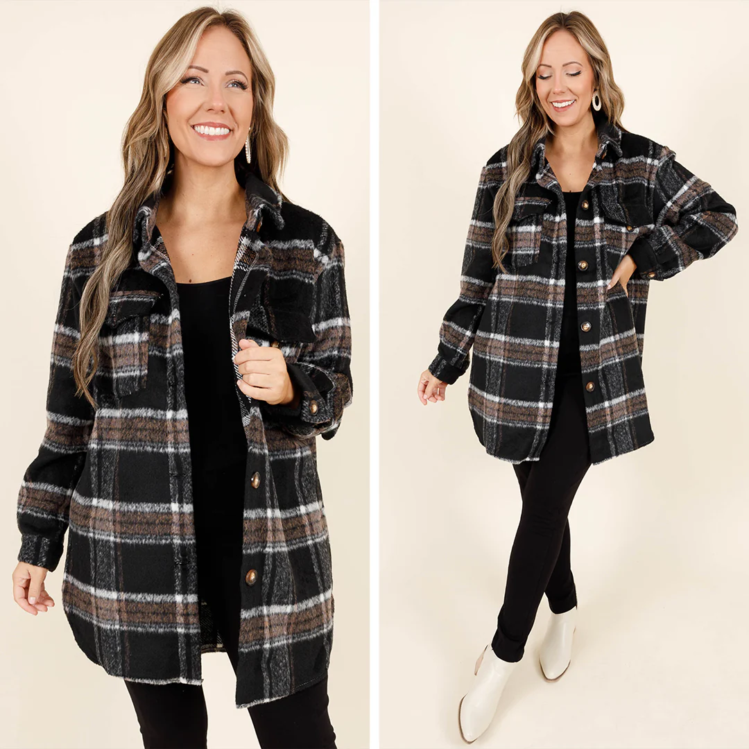 No More Tricks Shacket, Black - Giverhouse