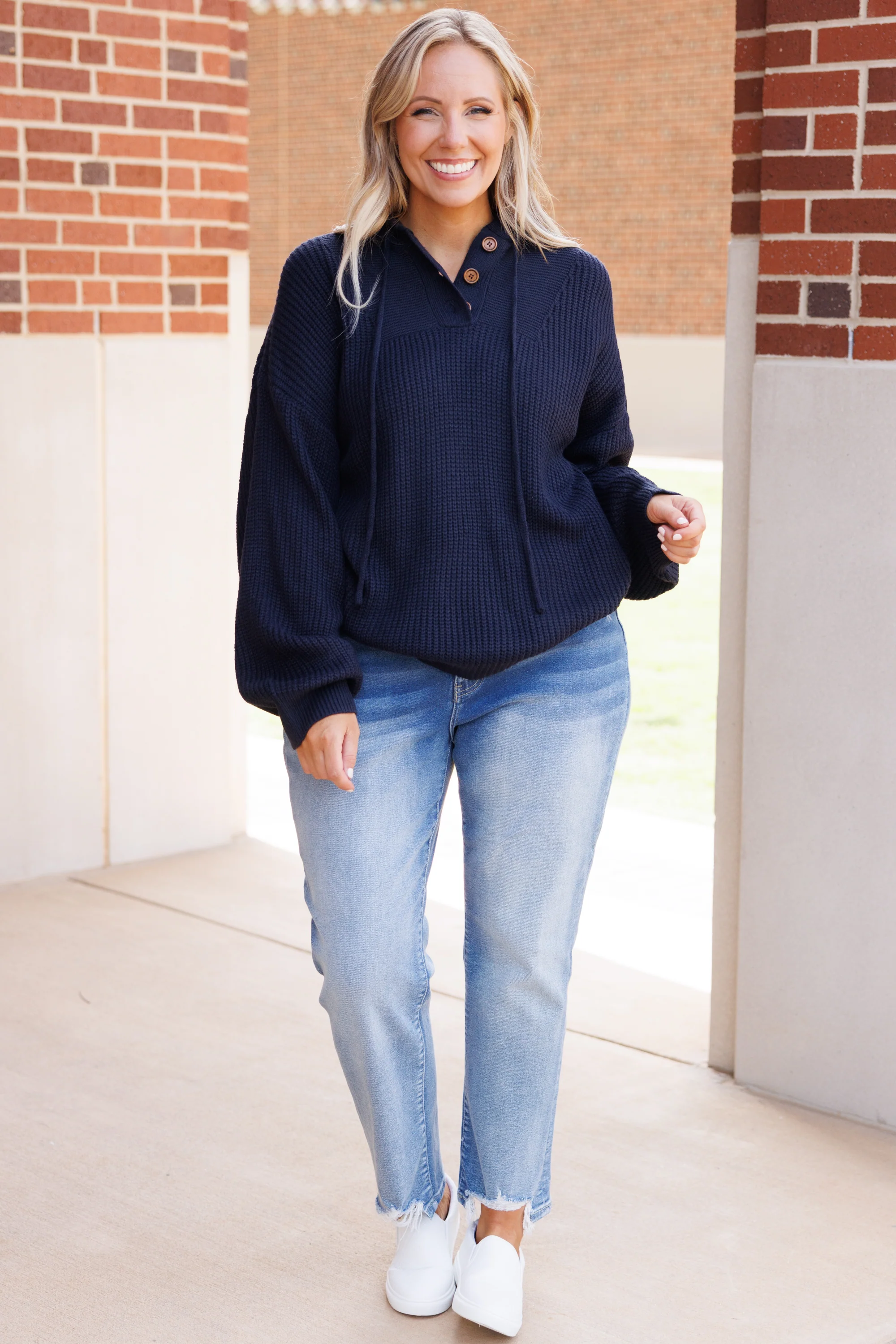 Warm And Happy Hoodie, Dark Navy - Giverhouse