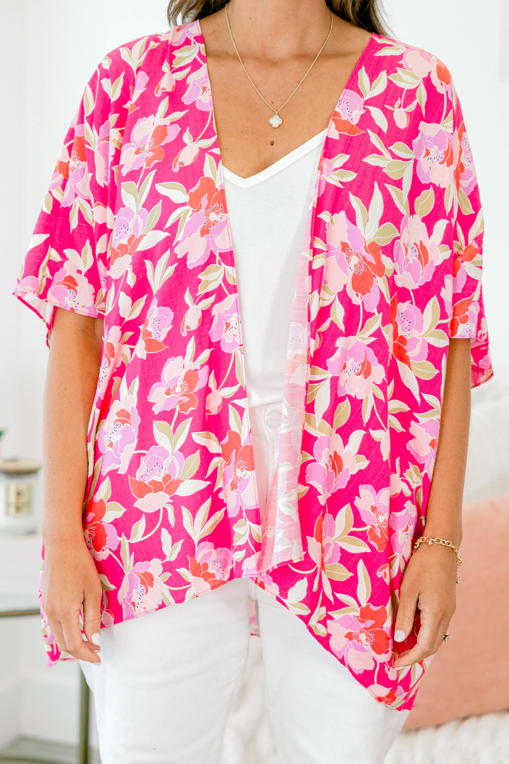 Island Breeze Kimono, Pink Floral - Giverhouse