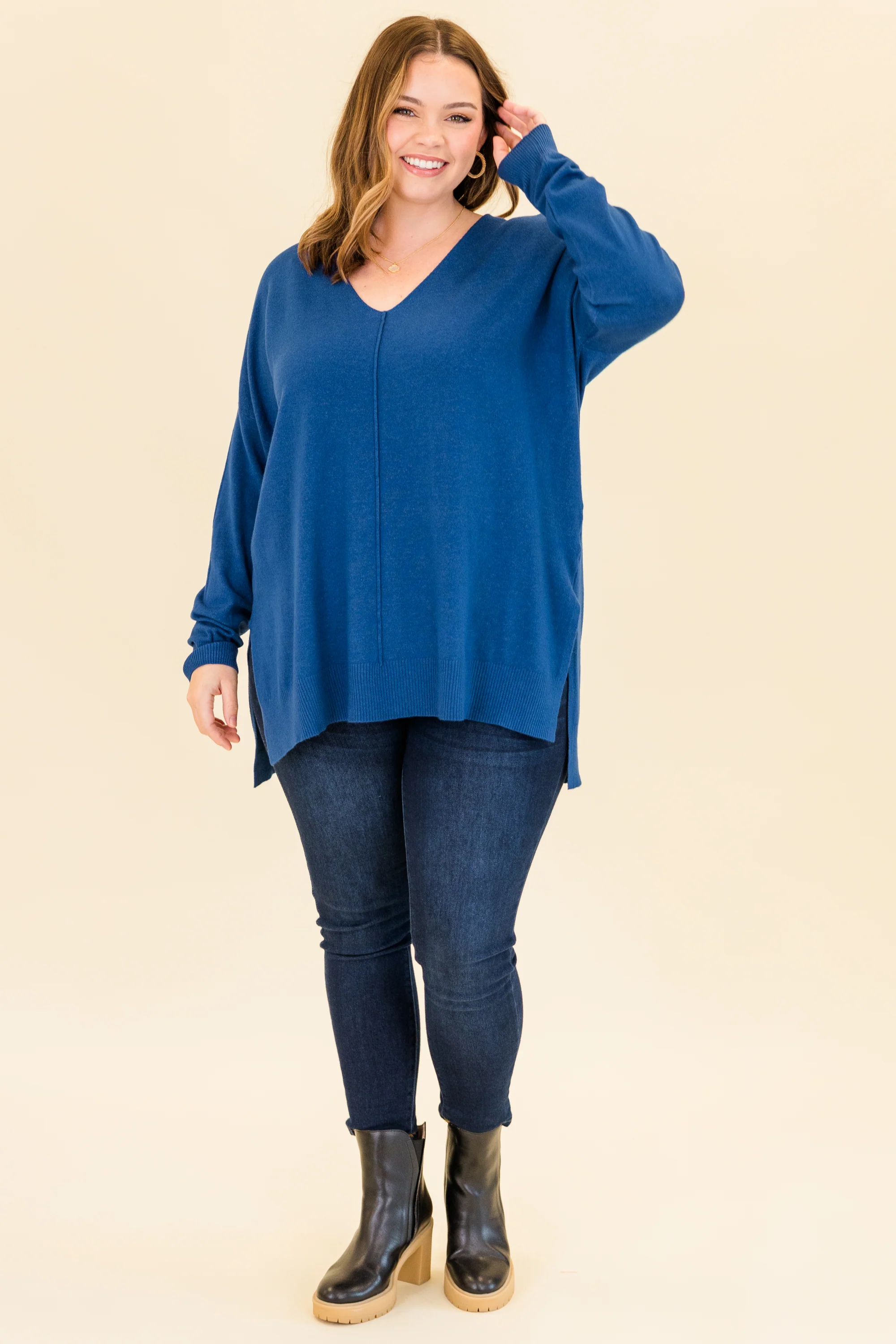 Perfect For Outside Sweater, Heather Light Navy - Giverhouse