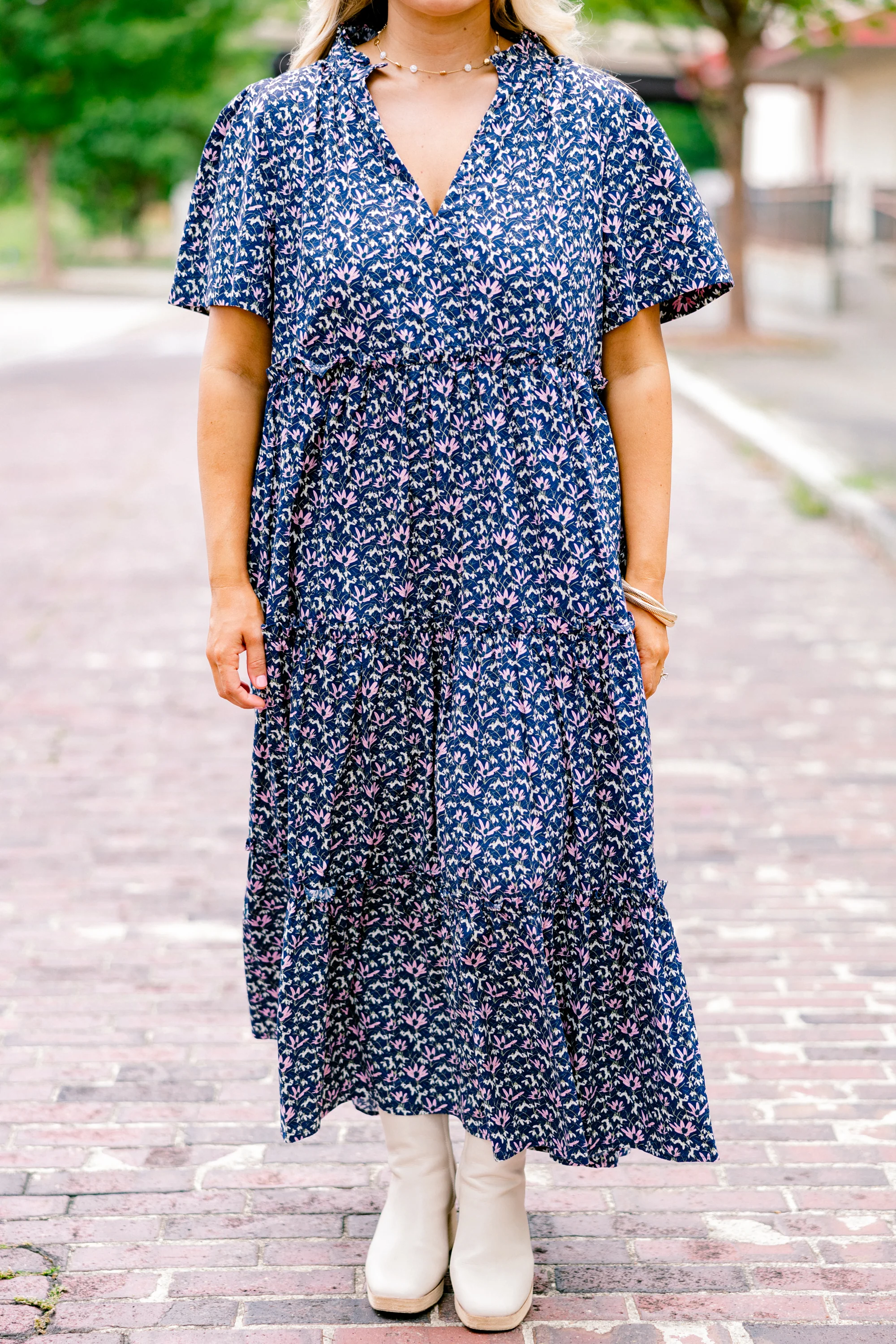 Straight Shot Dress, Navy Floral - Giverhouse