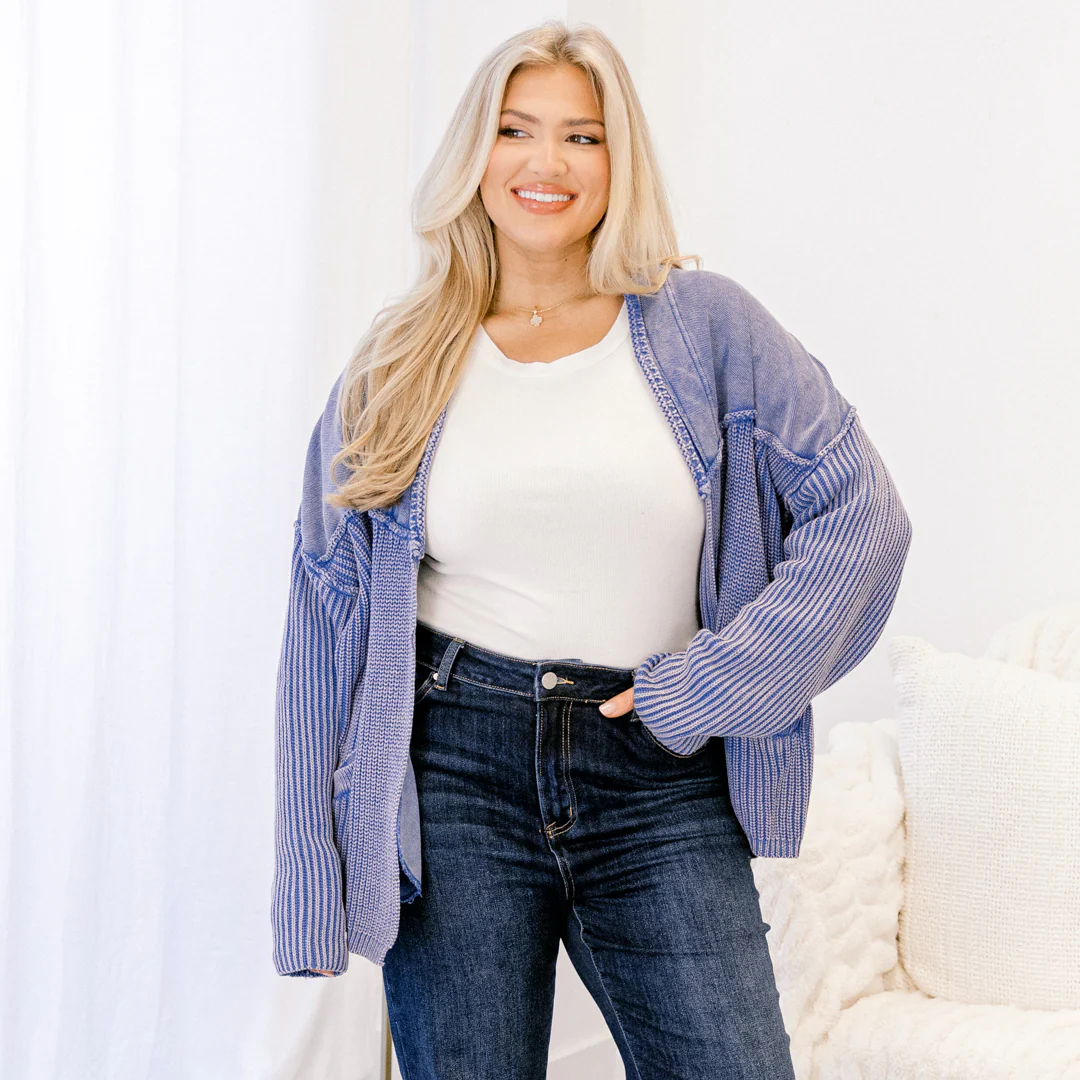 Times To Remember Cardigan, Washed Blue - Giverhouse