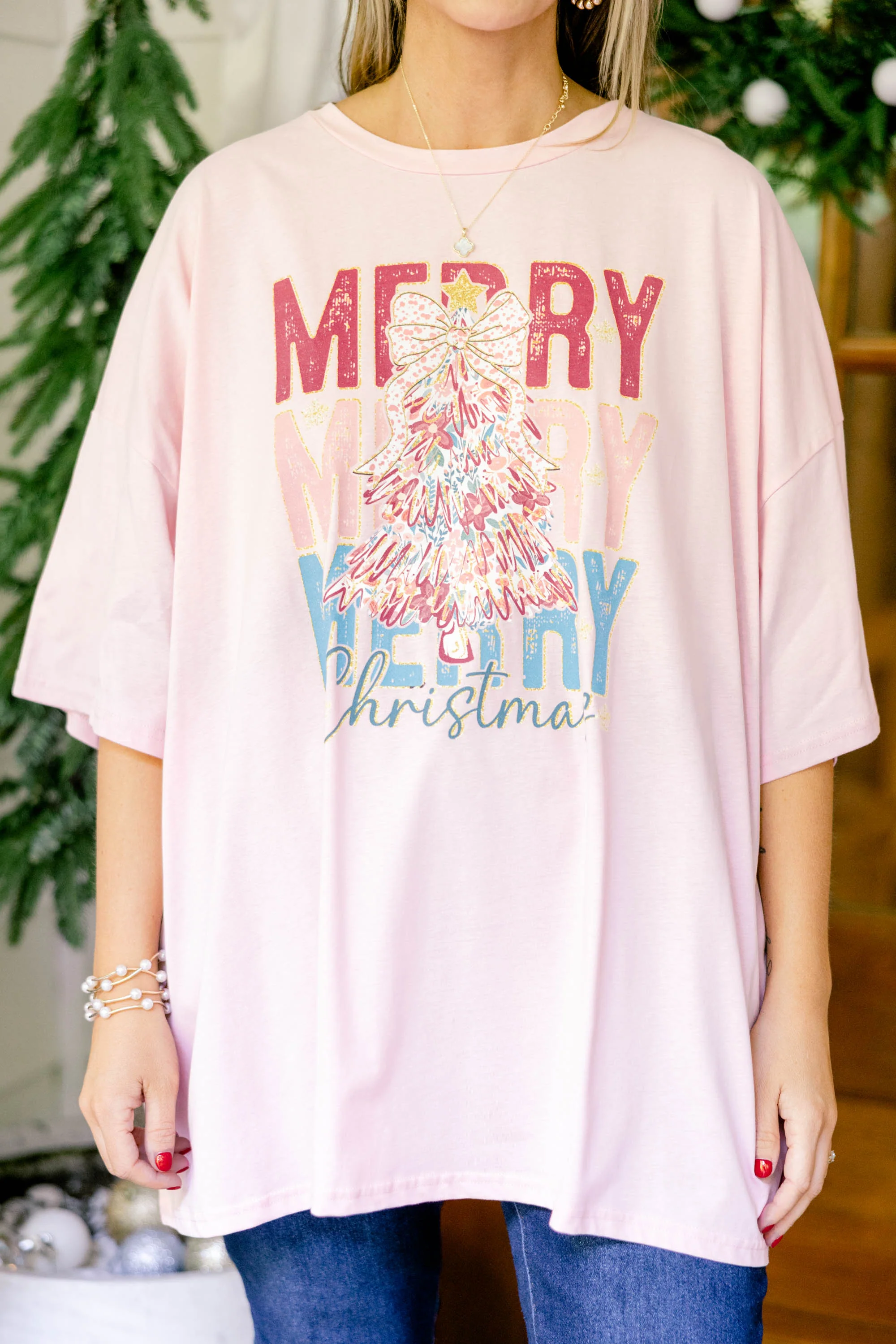 Tons of Merry Boyfriend Tee, Dusty Pink - Giverhouse