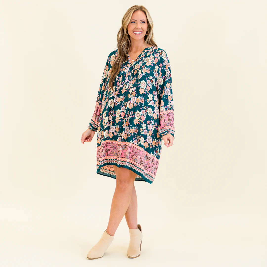 My Own Ways Dress, Teal Multi - Giverhouse