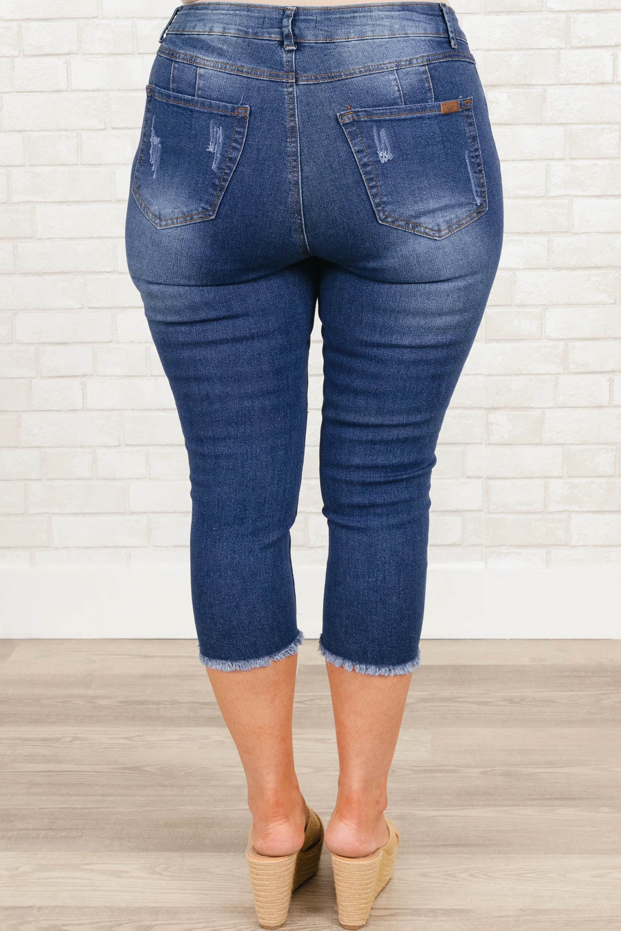 Not Losing Hope Capris, Medium Wash - Giverhouse