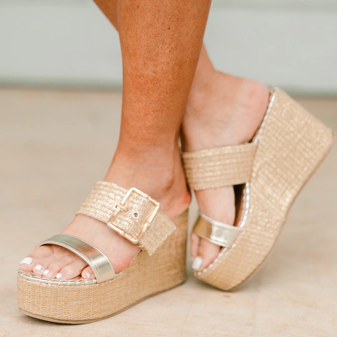 One For The Books Wedges, Gold - Giverhouse