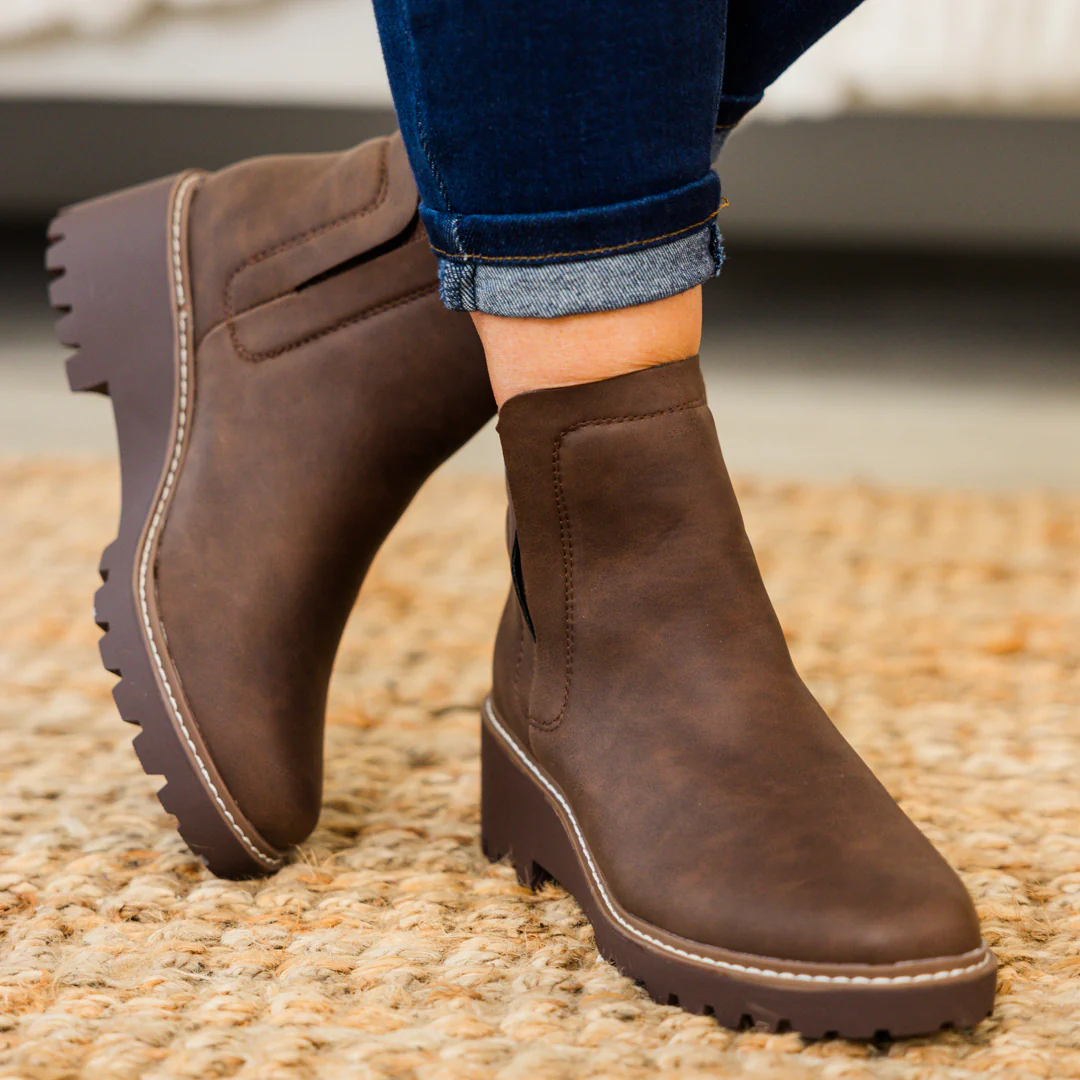 Sleek Street Booties, Brown - Giverhouse