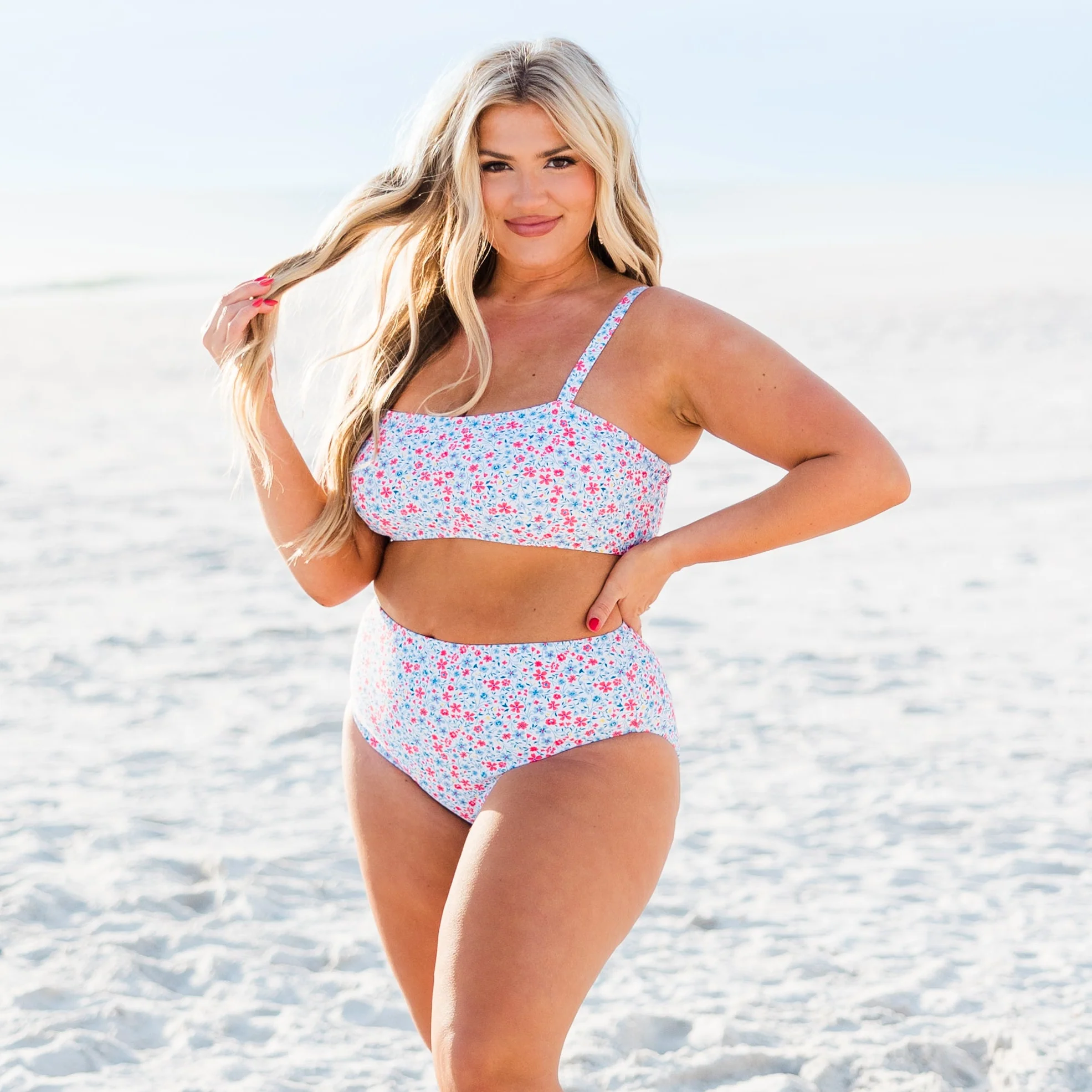 Lakeside Lover Swim Top, White Floral - Giverhouse