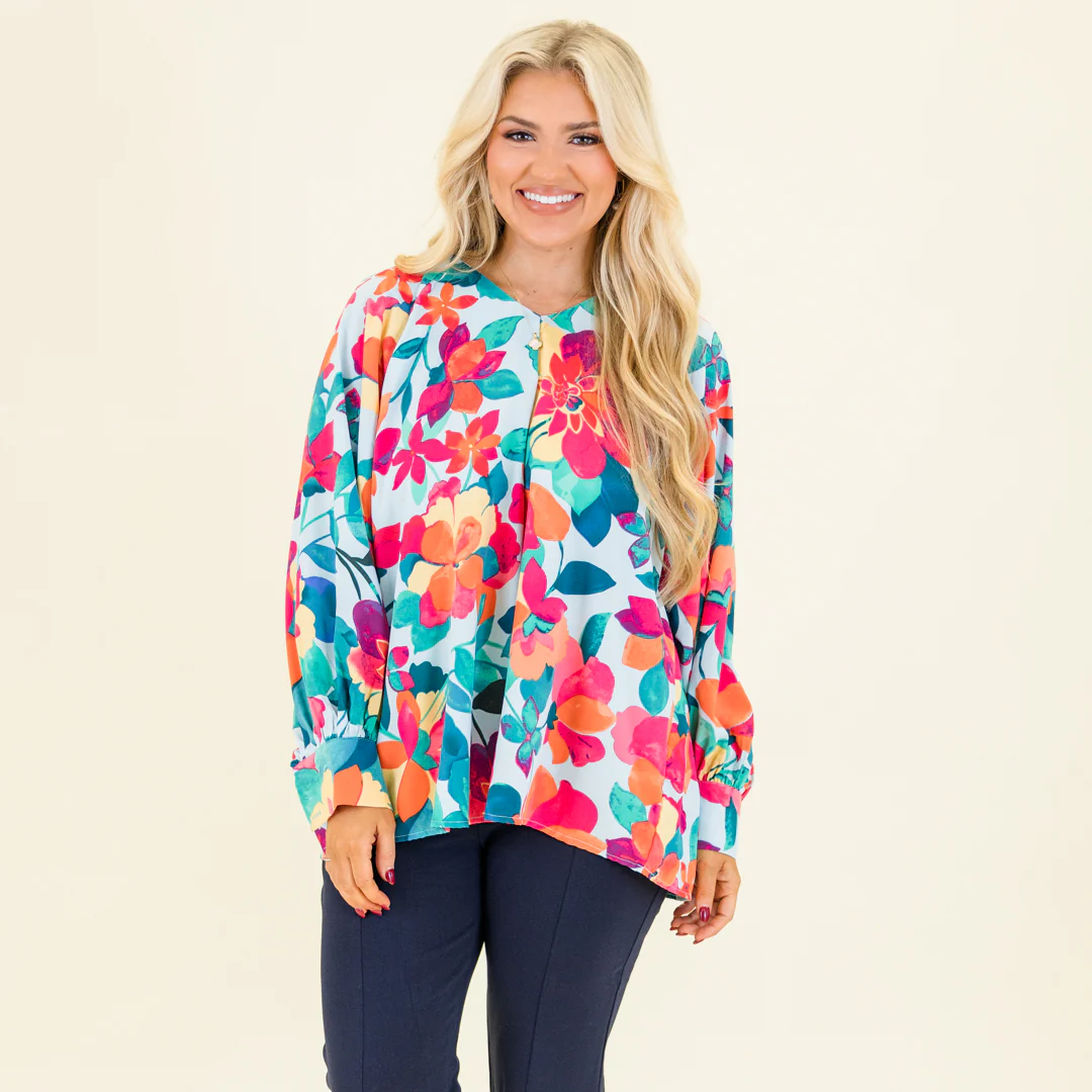 Southern Sweetness Top, Blue-Multi - Giverhouse
