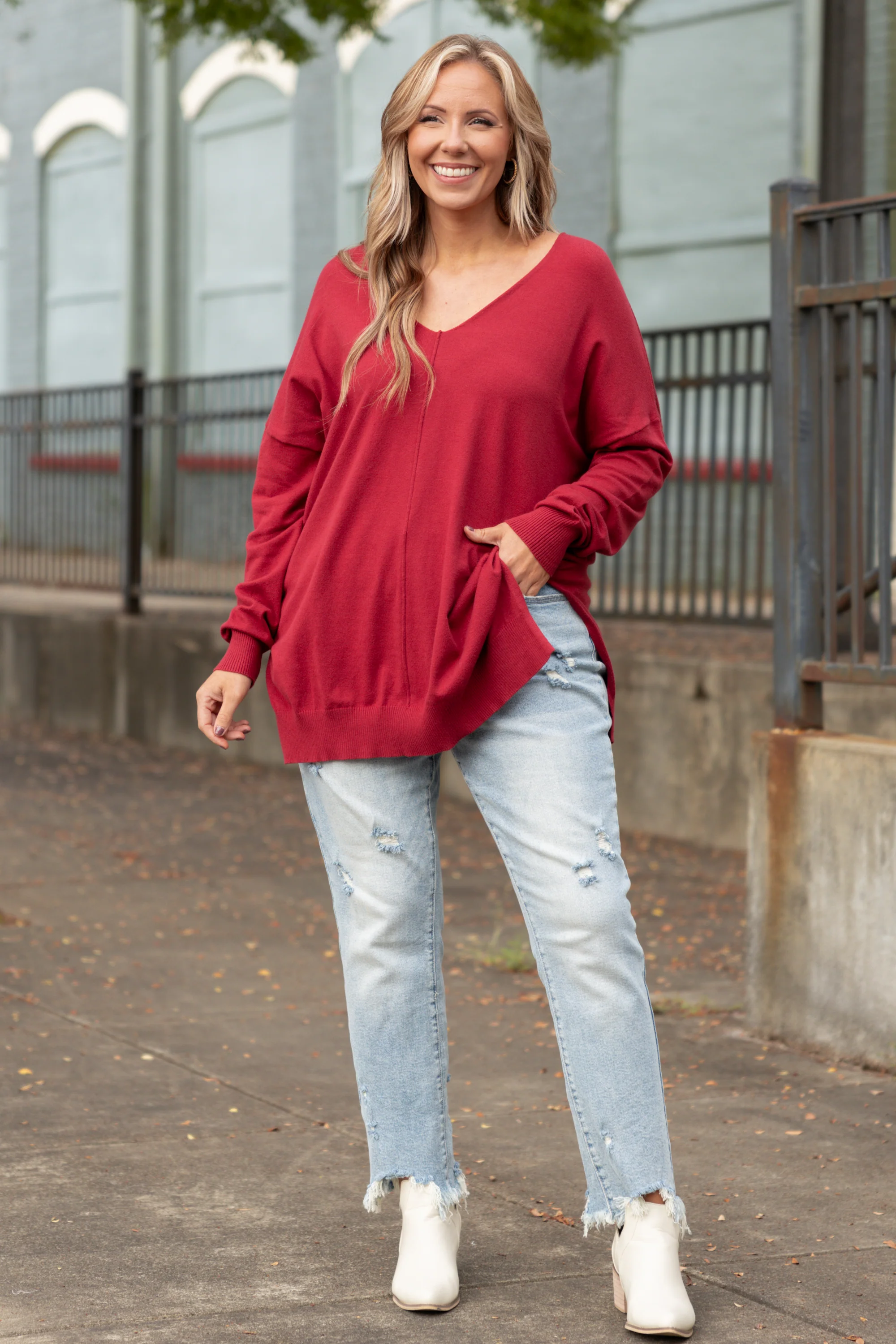 Miss Who I Was Sweater, Dark Rust - Giverhouse