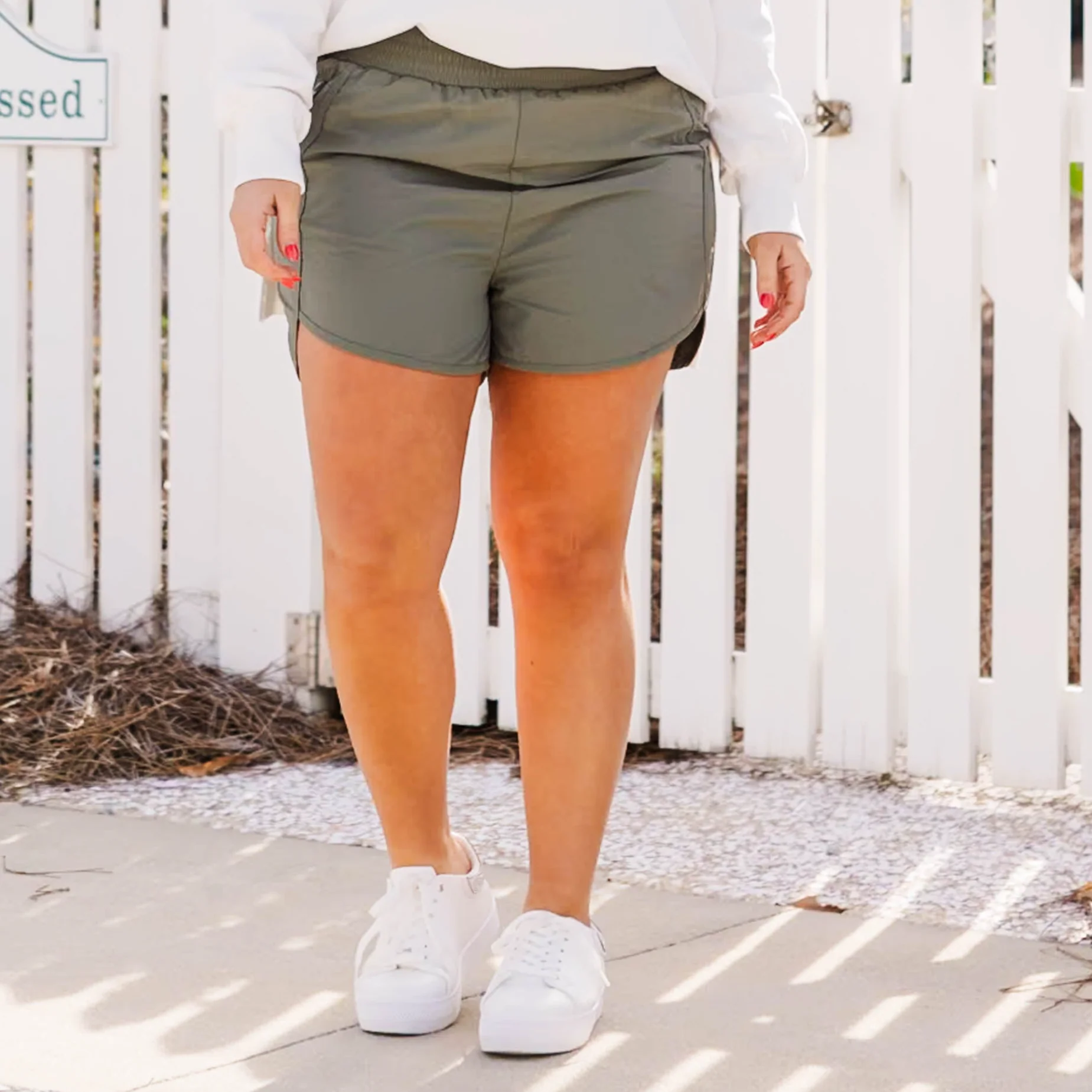 She's A Go-Getter Shorts, Light Olive - Giverhouse