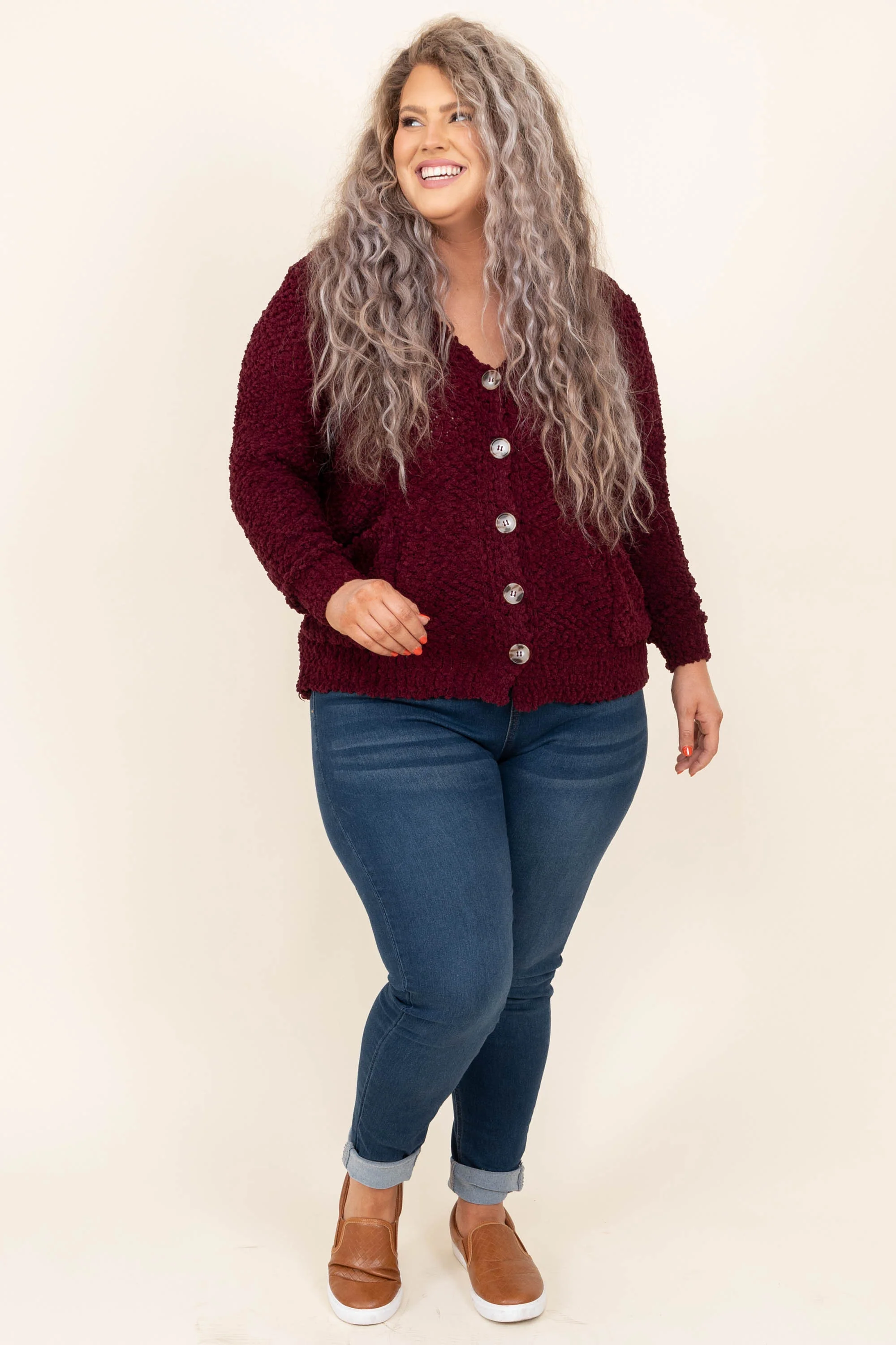 State Of Dreaming Cardigan, Dark Burgundy - Giverhouse