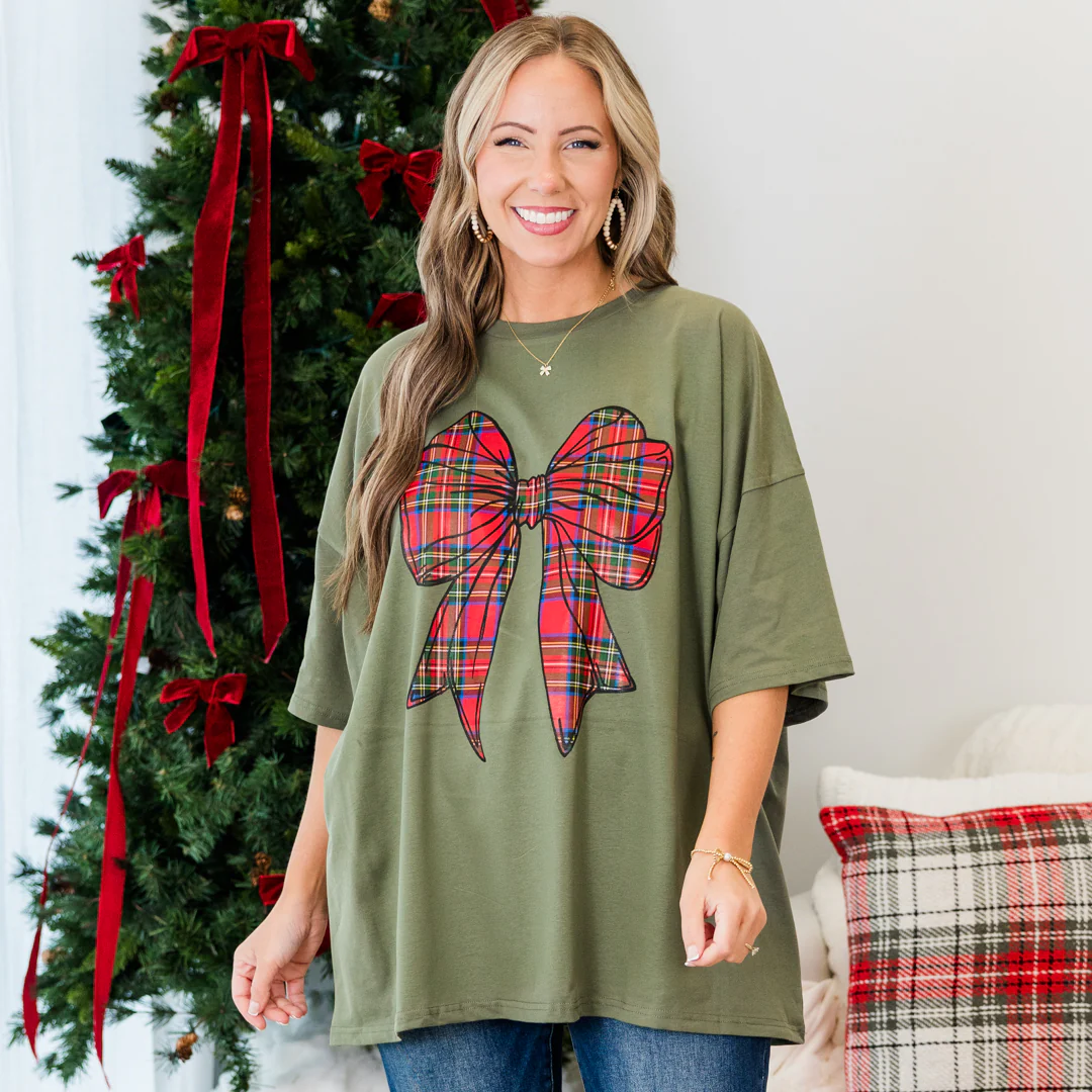 Wrapped With Love Boyfriend Tee, Moss - Giverhouse