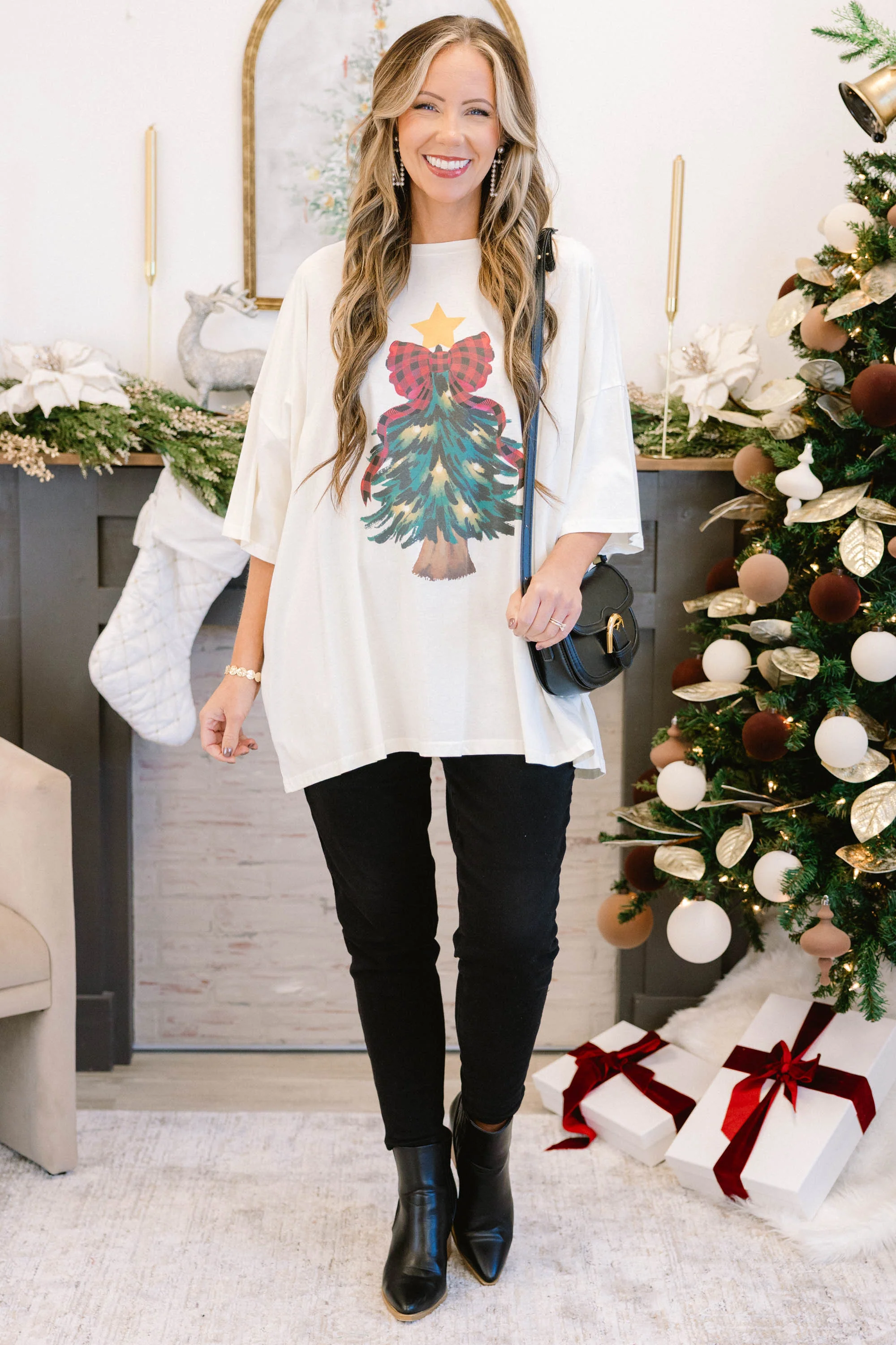 Cute Little Tree Boyfriend Tee, Ivory - Giverhouse