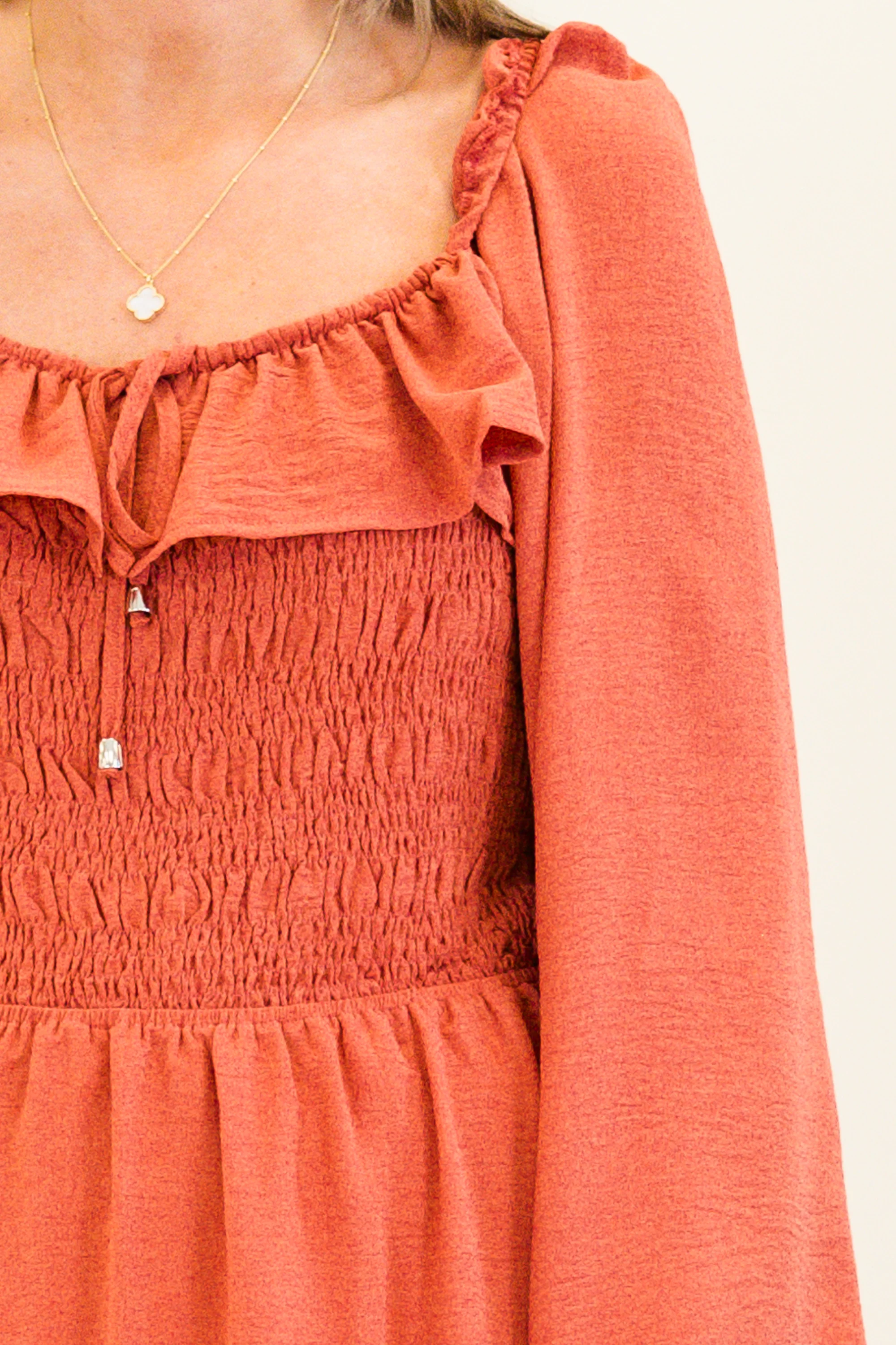 Field Of Dreams Midi Dress, Terracotta - Giverhouse