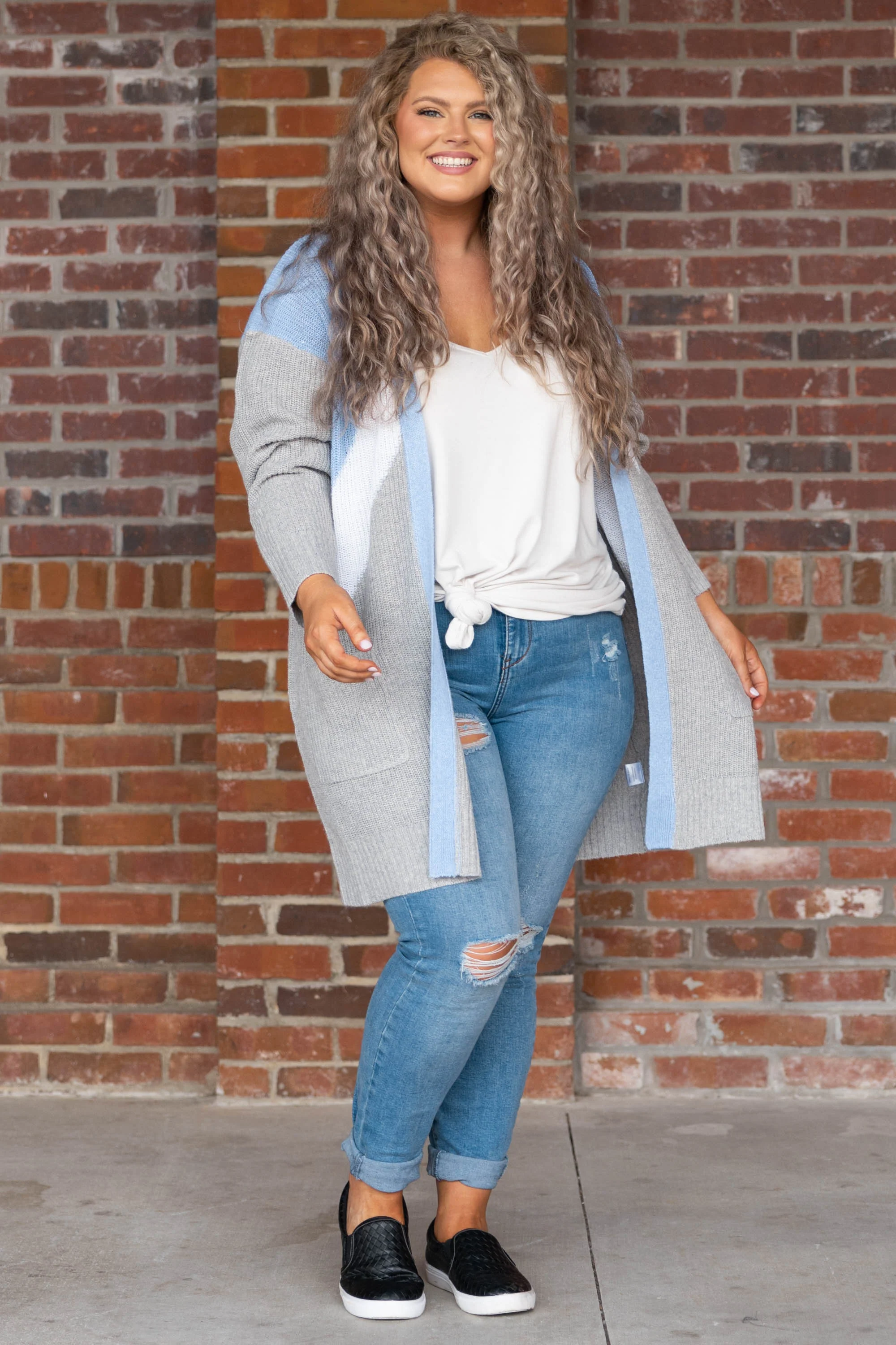 Stronger Than I Have Been Before Cardigan, Blue - Giverhouse