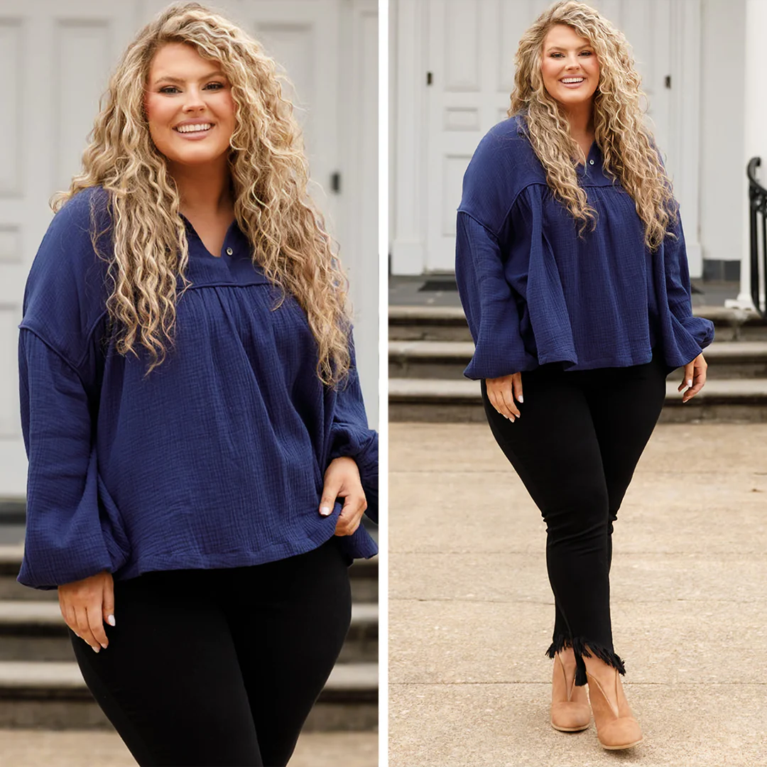 Actions Speak Louder Top, Blue - Giverhouse