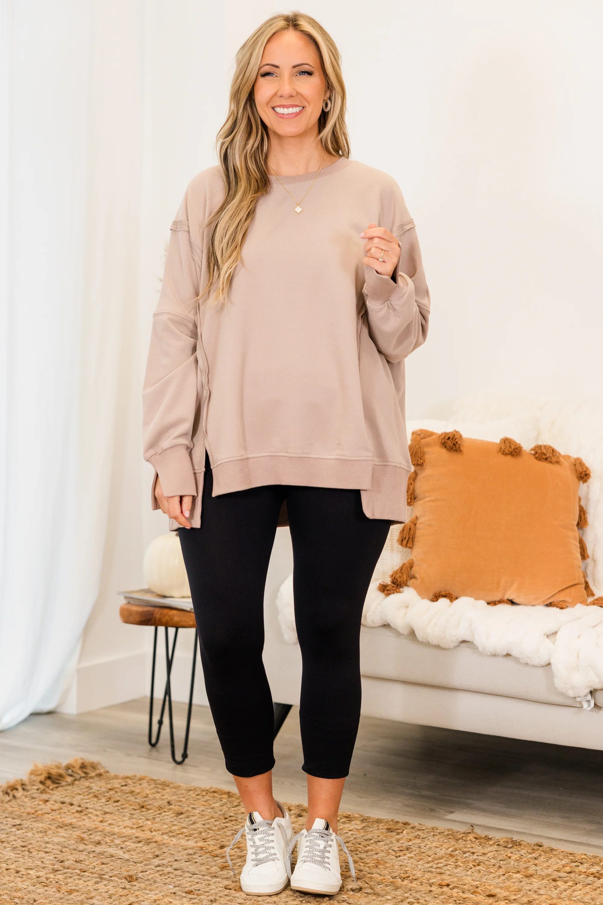 Sunset Glow Pullover, Taupe - Giverhouse