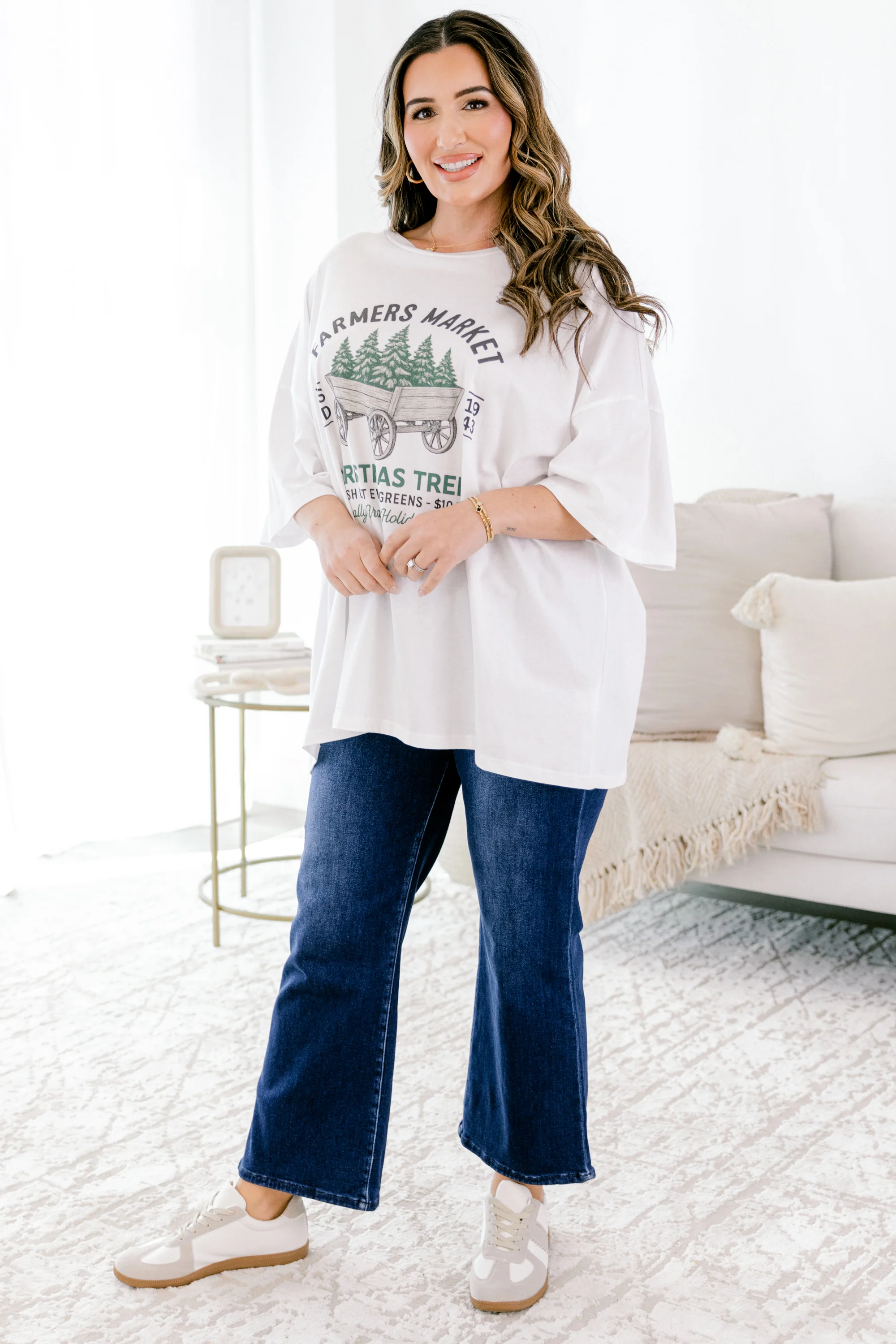 Fresh Cut Market Boyfriend Tee, White - Giverhouse