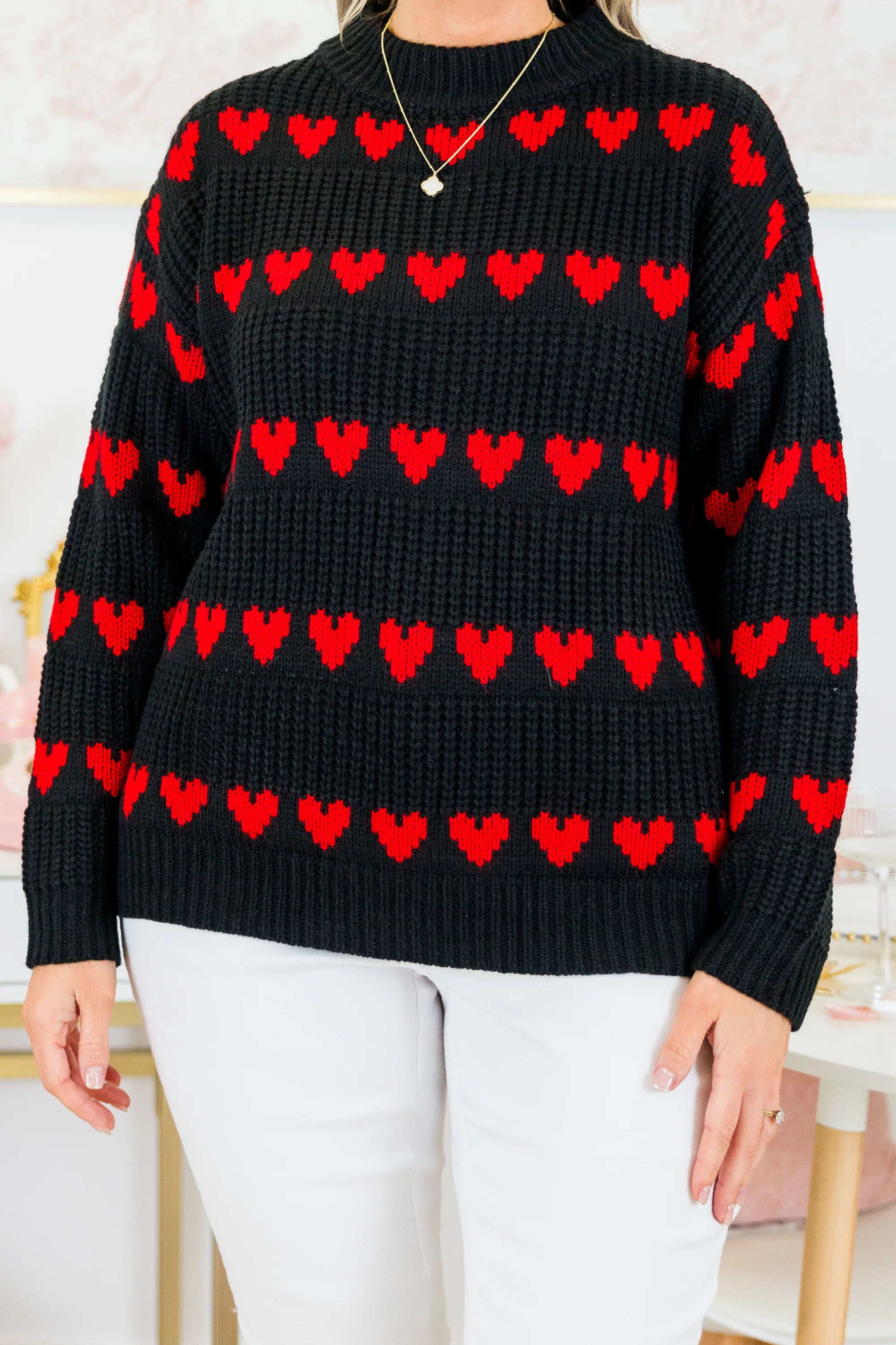 Intricate Charm Sweater, Black - Giverhouse