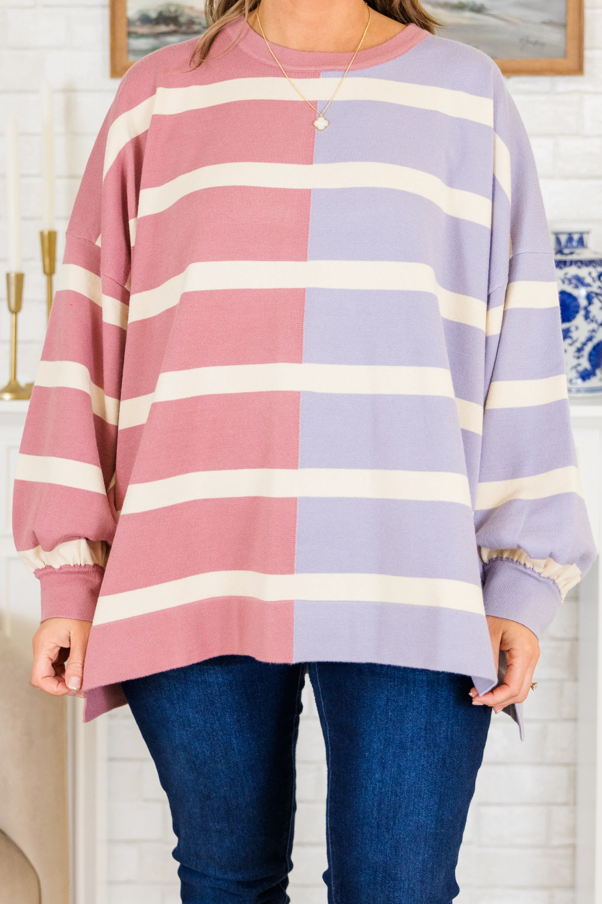 Lucky To Be With You Sweater, Pink/Lilac - Giverhouse