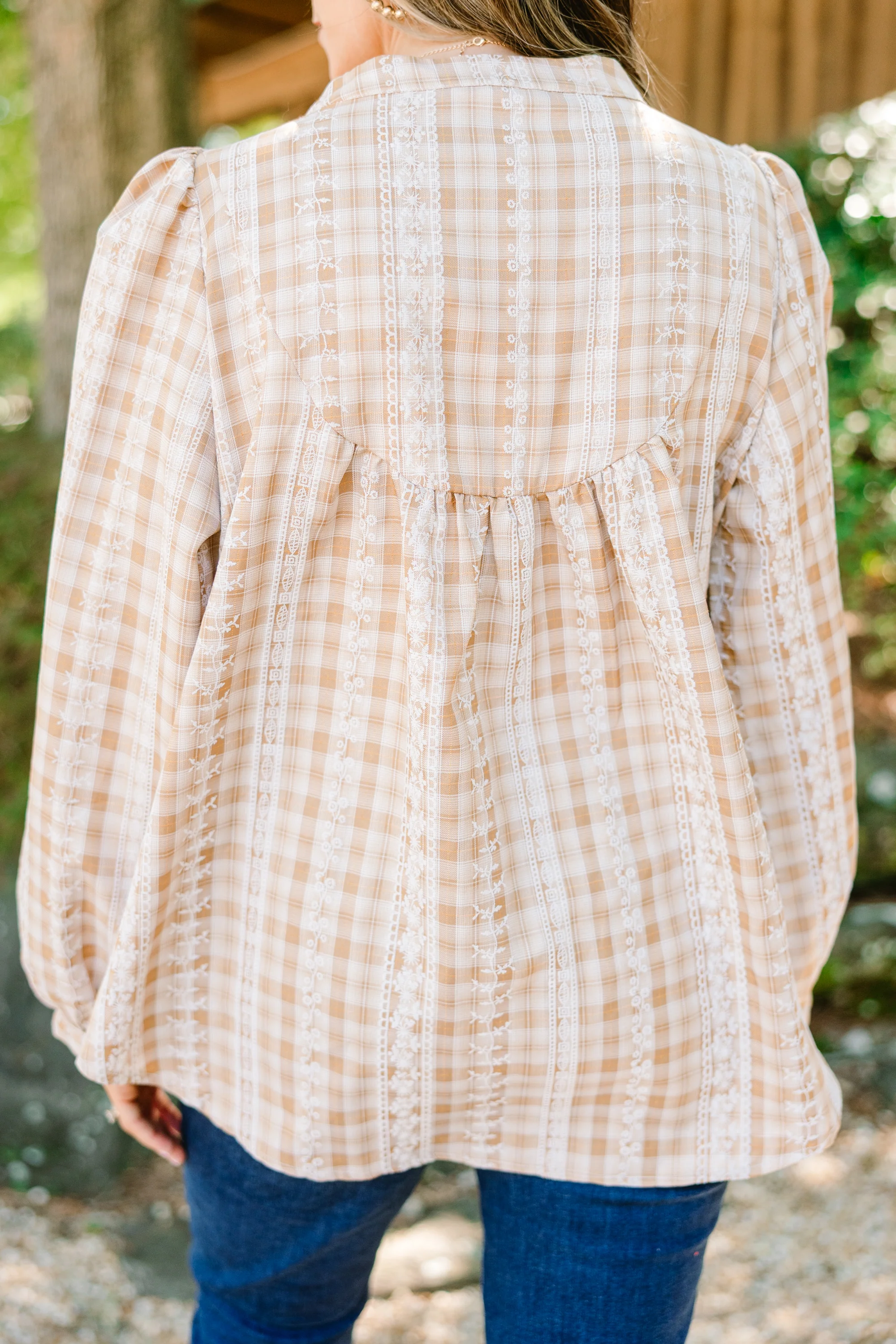 Miss My Love Top, Brown Gingham - Giverhouse