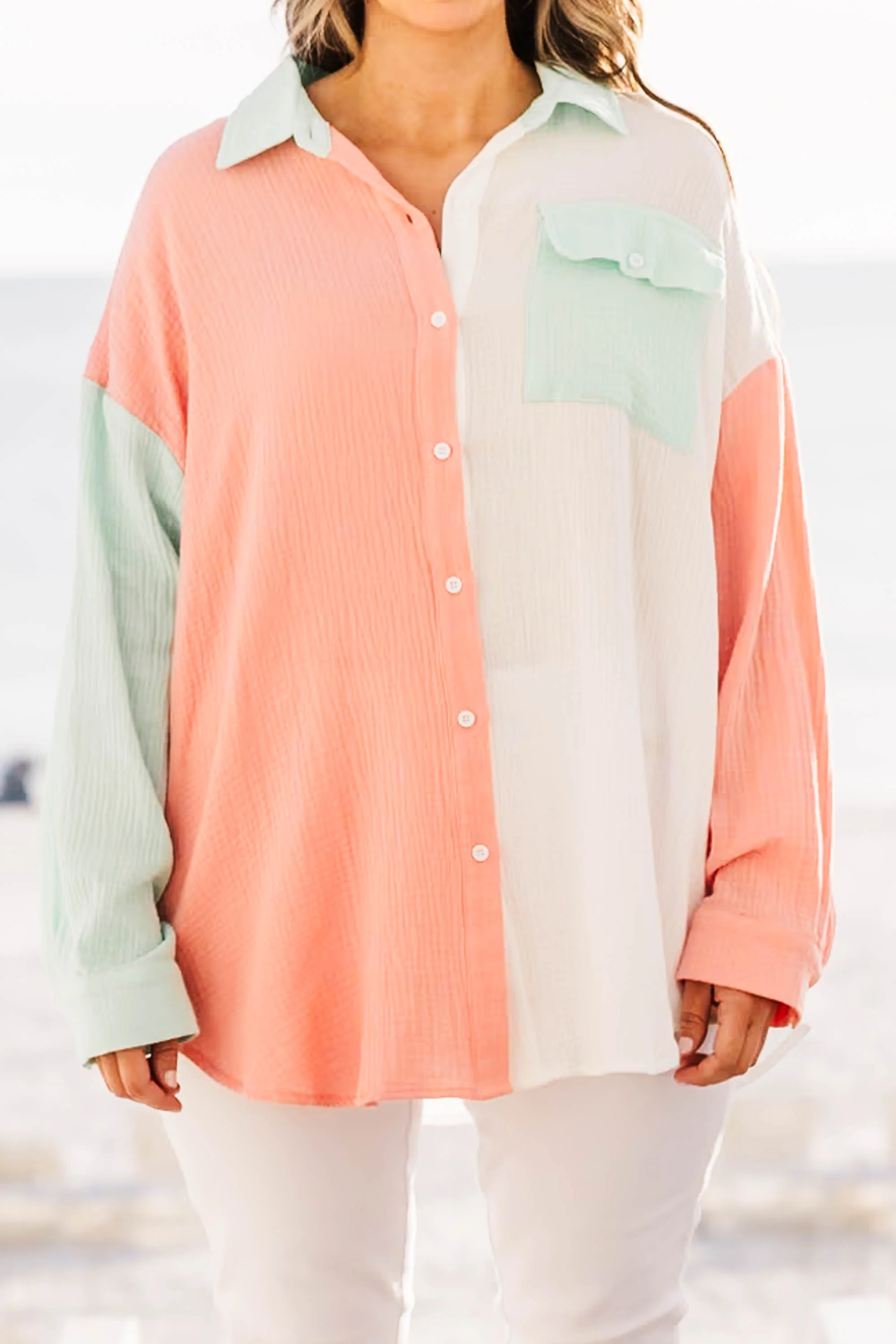 Feeling Sassy Top, Coral-Blue - Giverhouse