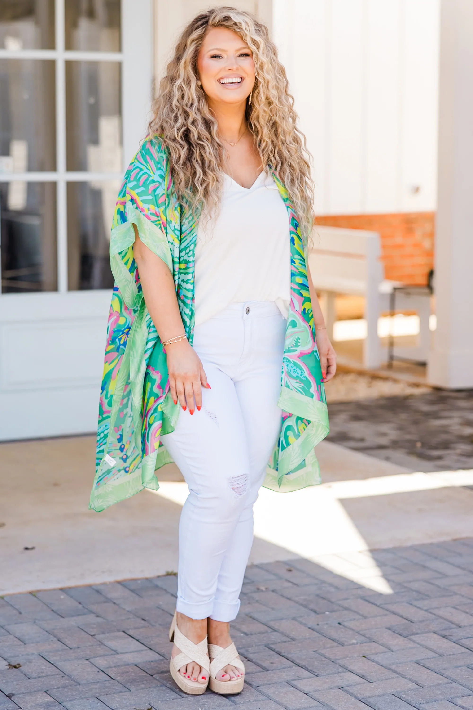 Tropical Palm Trees Kimono, Green - Giverhouse