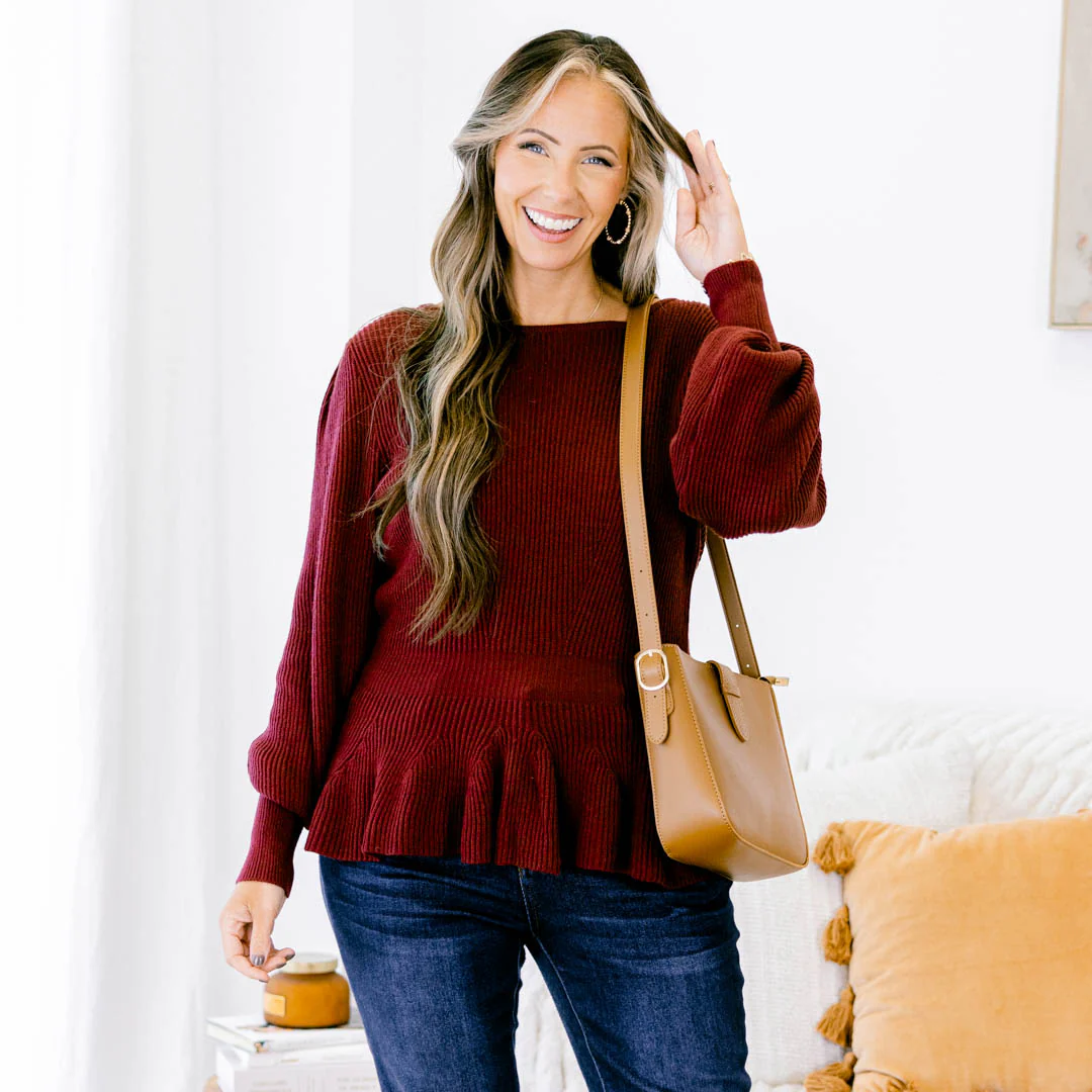 Final Notice Sweater, Burgundy - Giverhouse