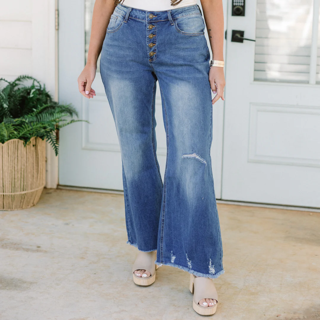 Let It All Go Bootcut Jeans, Medium Wash - Giverhouse