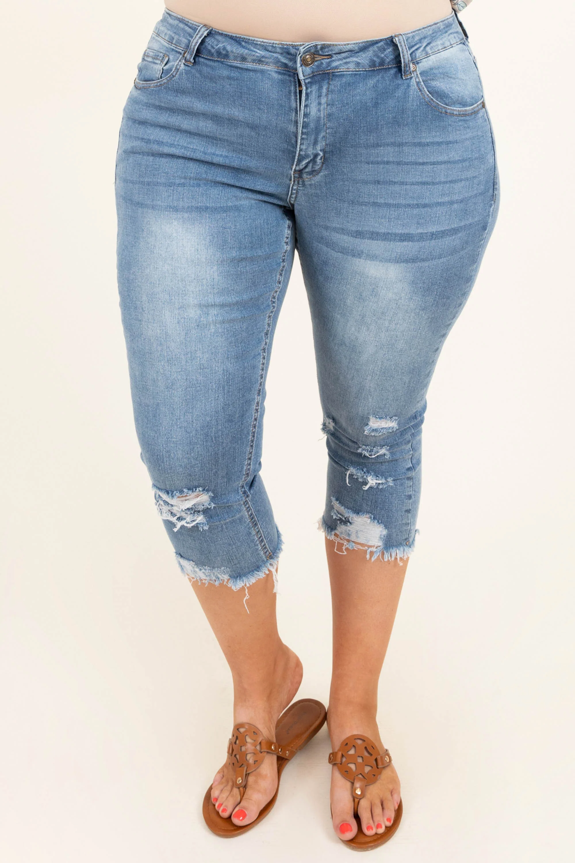 Like I Said Capris, Light Wash - Giverhouse