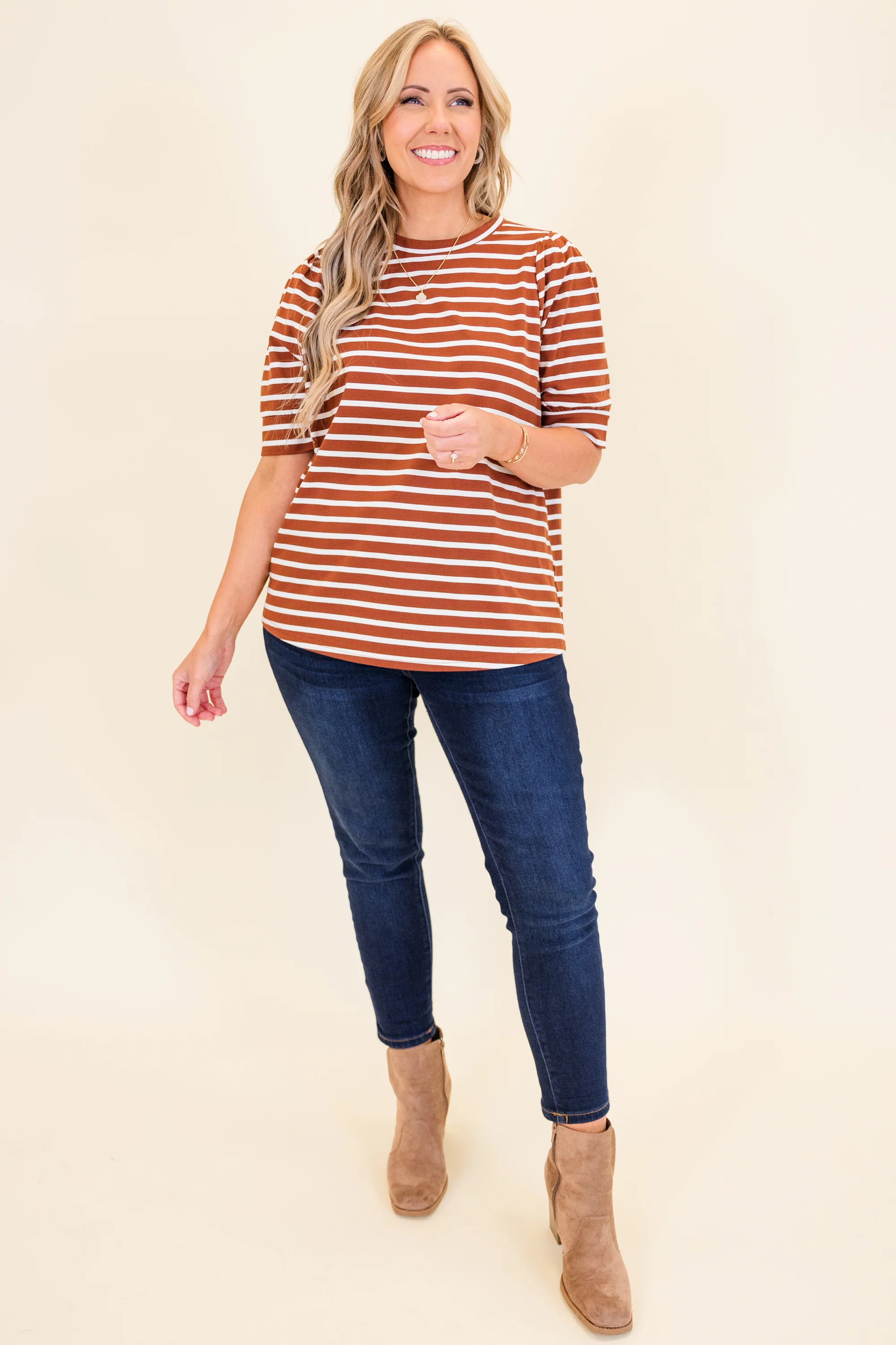 Signature Stripes Top, Burgundy-White - Giverhouse