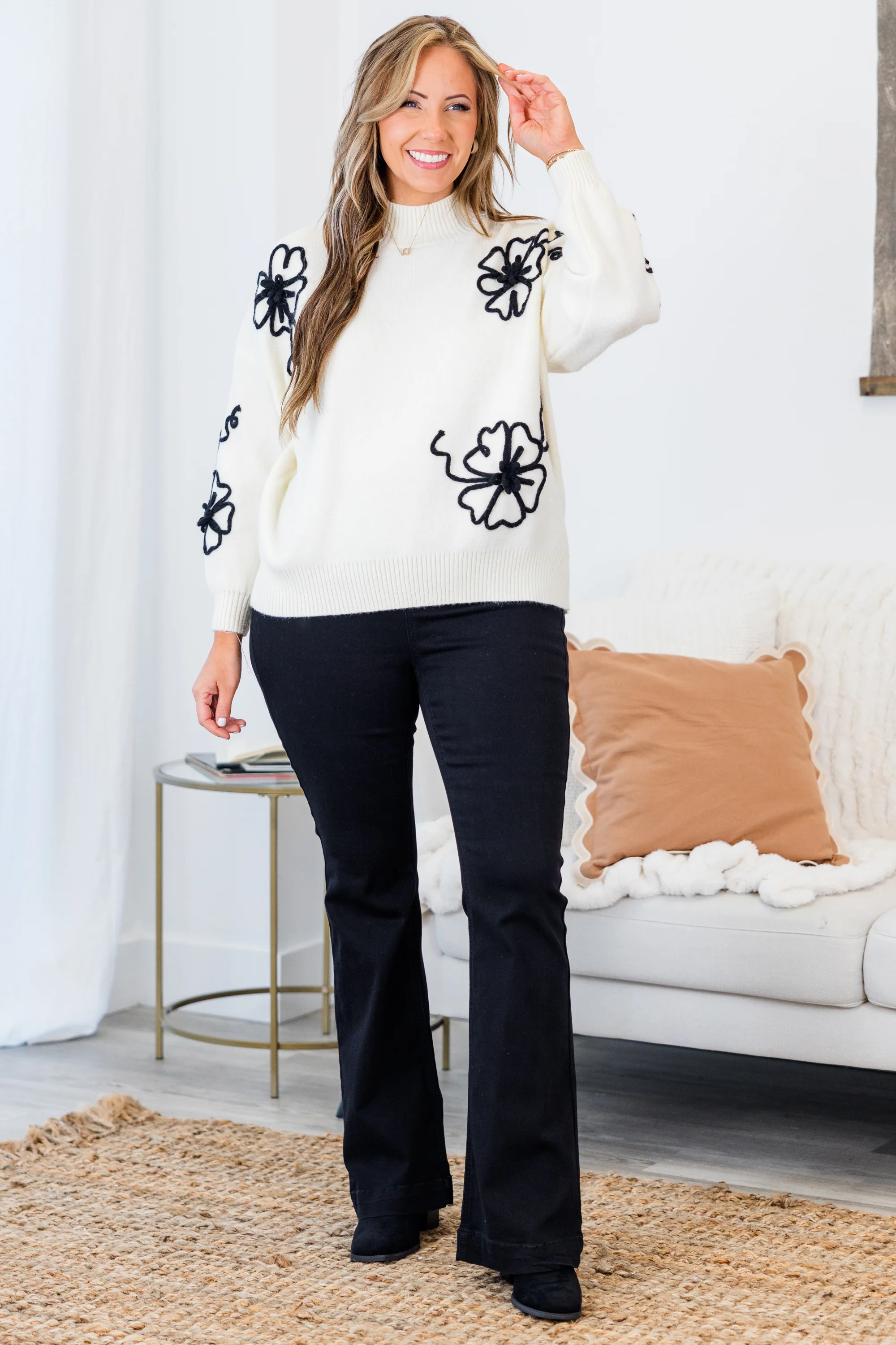 Flowering After Frost Sweater, Cream - Giverhouse