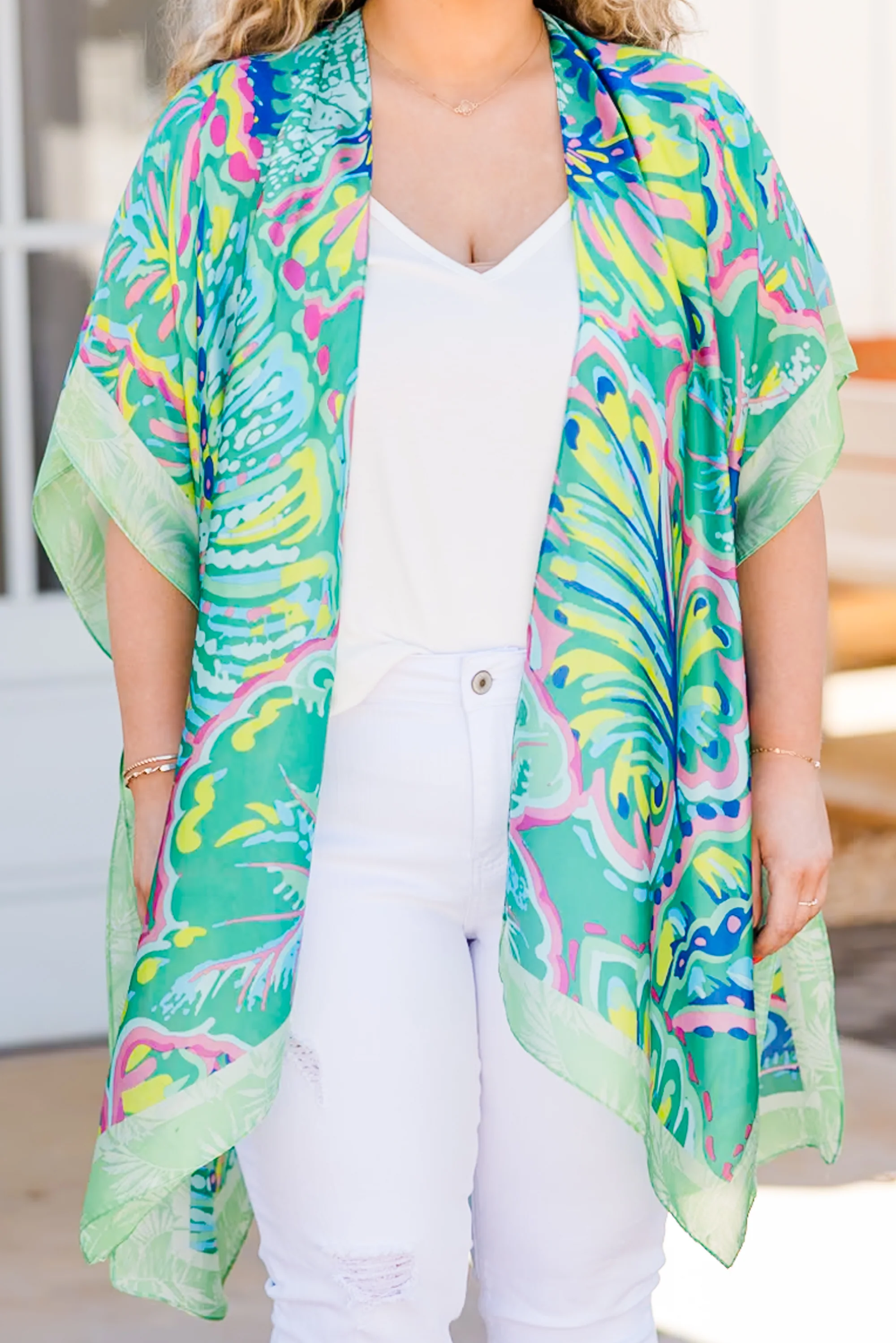 Tropical Palm Trees Kimono, Green - Giverhouse