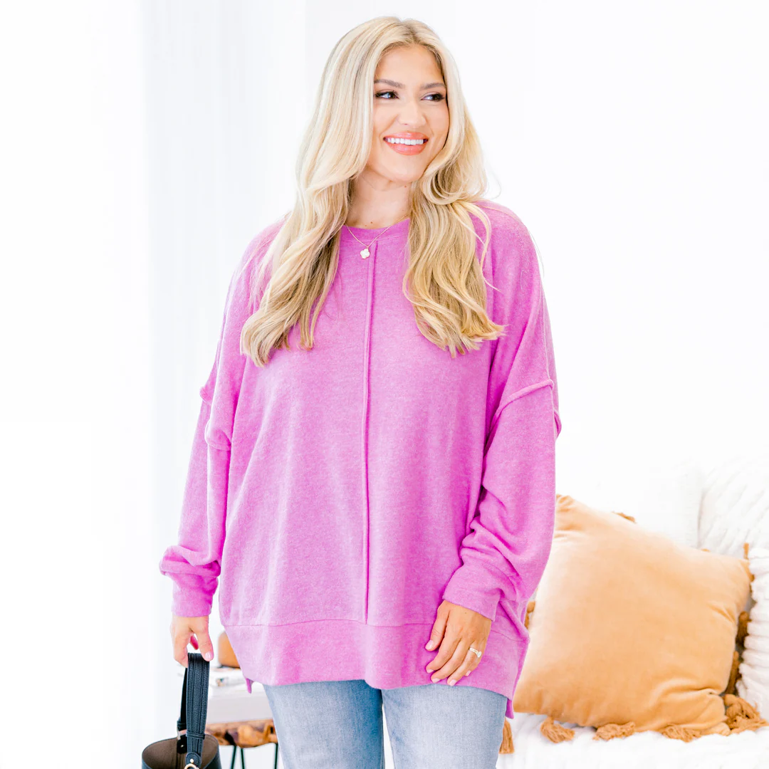 So Comfy Sweater, Bright Mauve - Giverhouse